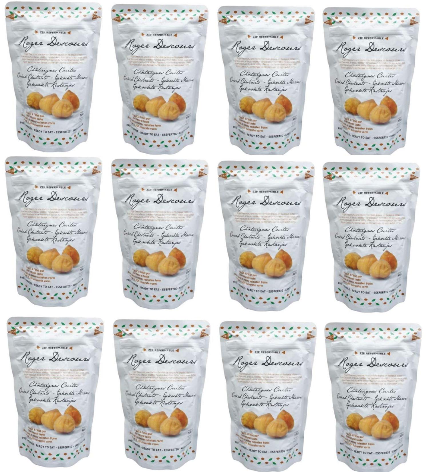 Pack of 12 Cooked Chestnuts - Sweet Chestnuts 12 X 500 grams peeled Unsalted 500 g (Pack of 12)