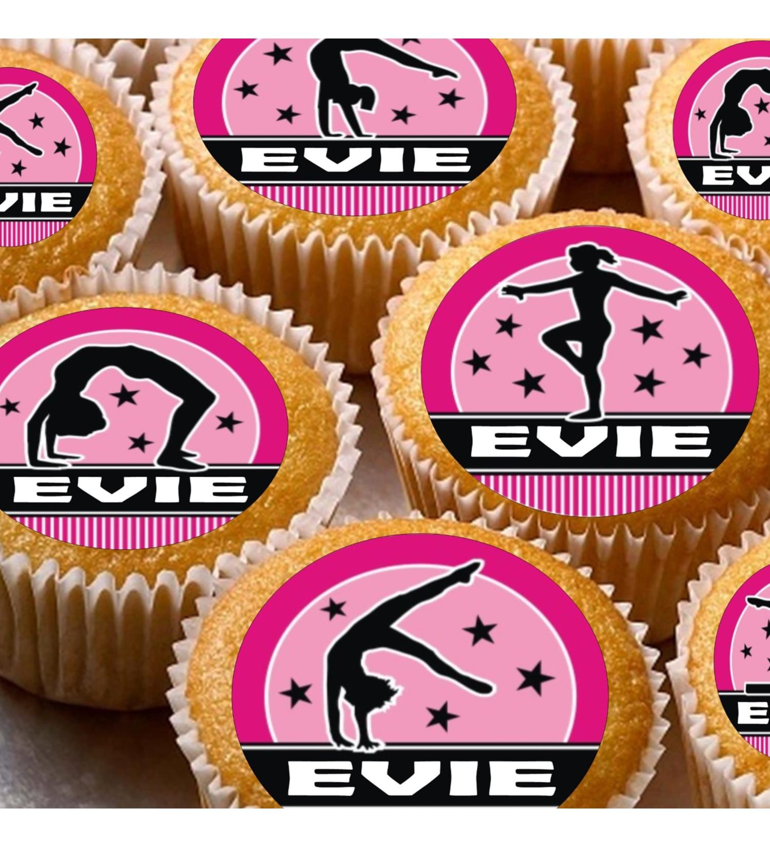 24 edible PRE CUT personalised pink gymnast gymnastics style kids childrens party decorations Wafer Paper Cupcake Fairy Cake Toppers - Buy Online on GoSupps.com