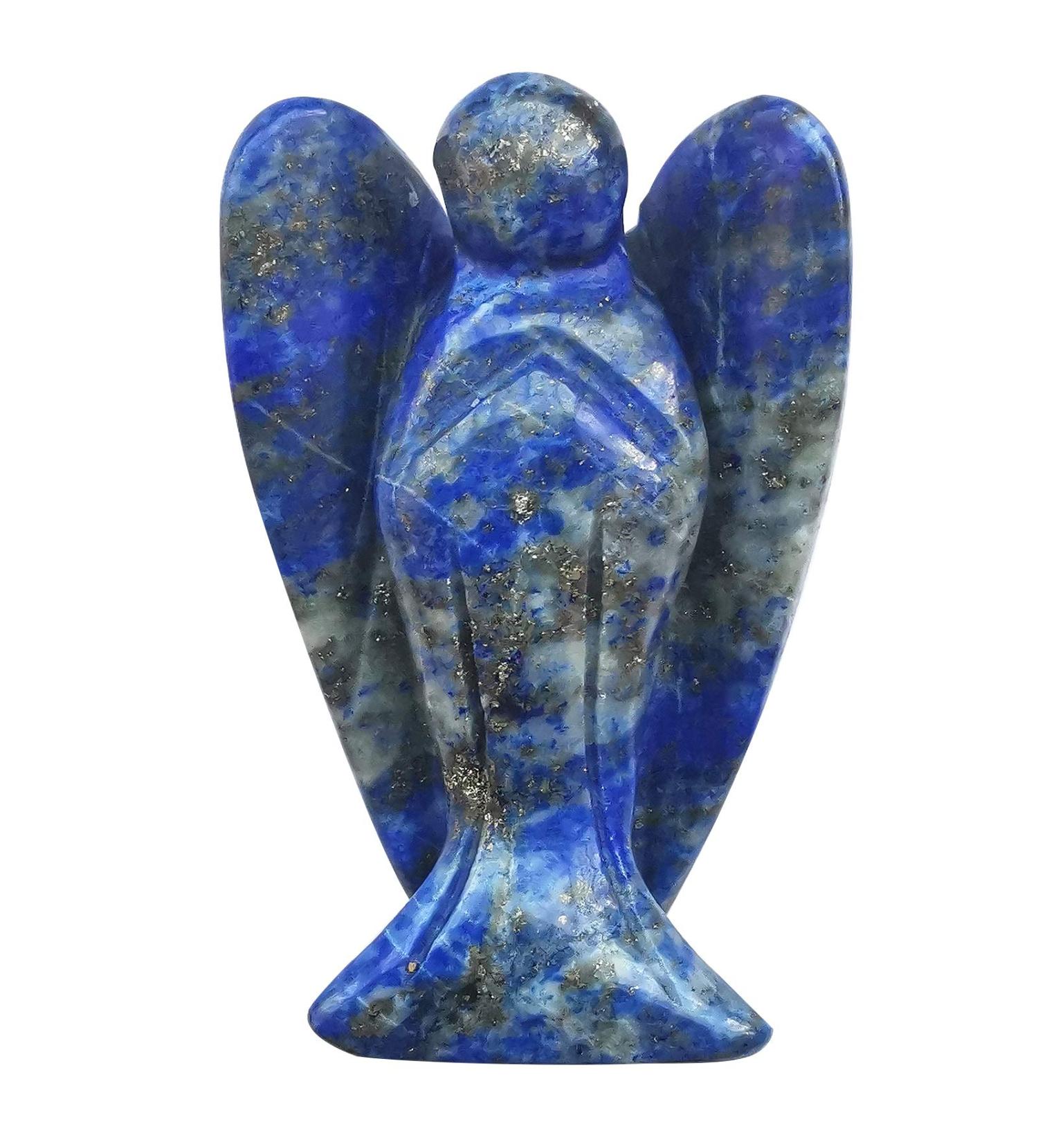 Lovionus89 Hand-Carved Lapislazuli Guardian Angel Statue - 5cm Healing Crystal Decoration for Home & Spiritual Wellness - Buy Online on GoSupps.com
