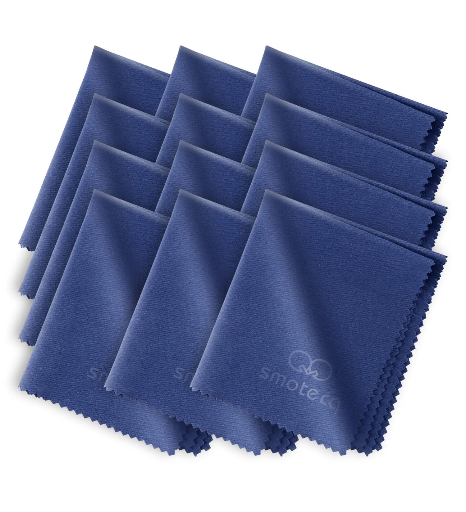 Reusable Microfiber Lens Cleaning Cloth Larger Size 8"x7" in Individual Vinyl Pouches Safe for All Glasses and Screens (Blue - 12 Pack) - Buy Online on GoSupps.com