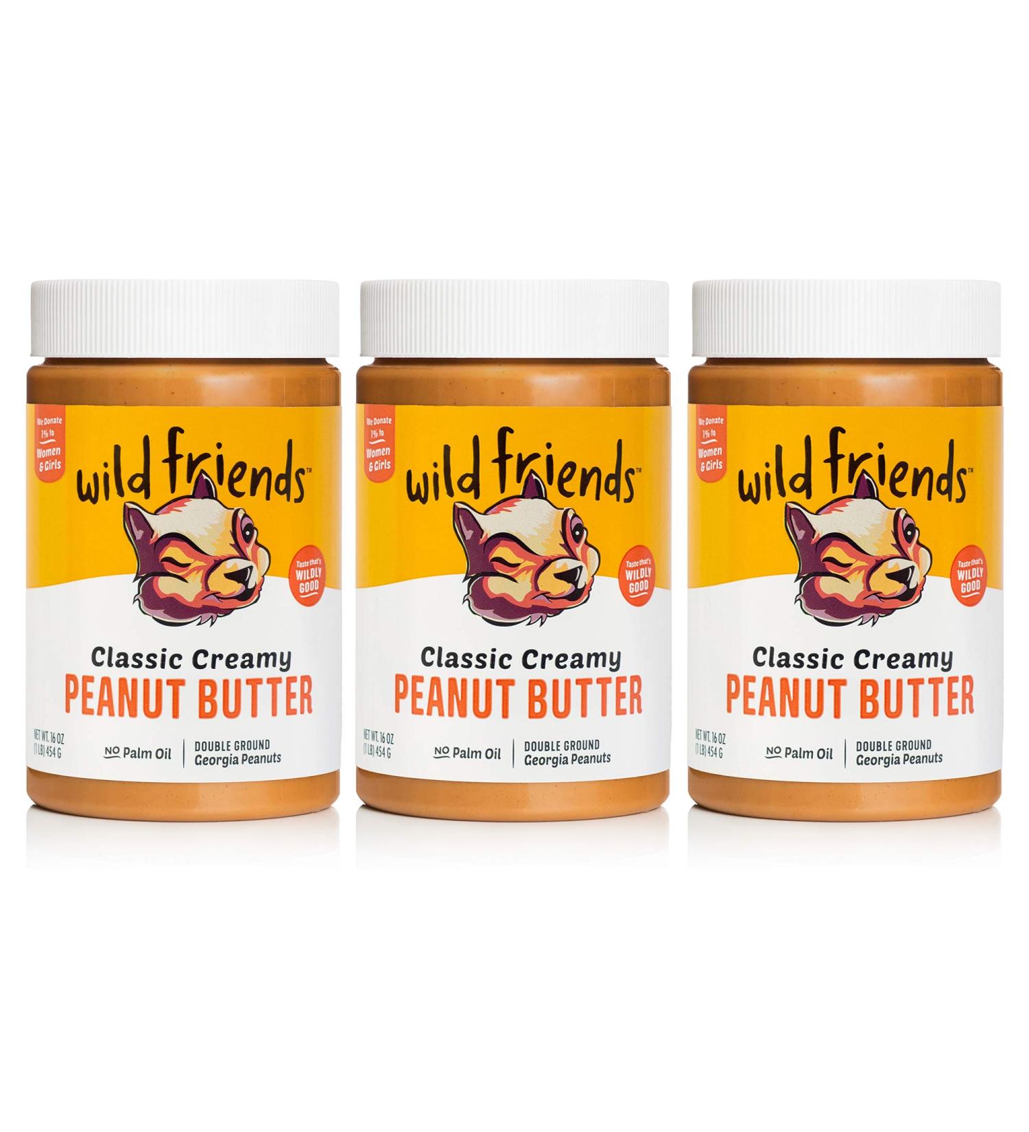 Wild Friends Foods Classic Creamy Peanut Butter 16oz Jars - Gluten-Free, Non-GMO, Palm Oil Free (3 Count) - Buy Online on GoSupps.com