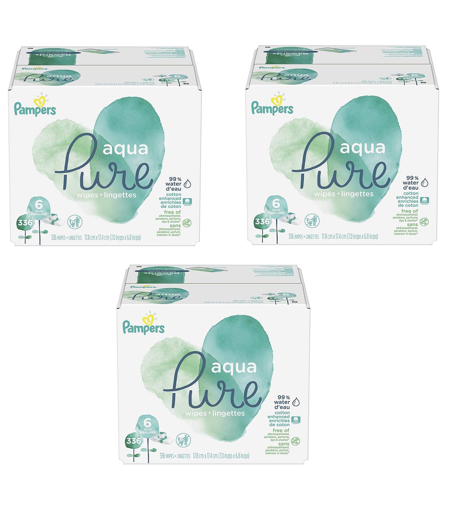 Pampers Aqua Pure 6X Pop-Top Sensitive Water Baby Wipes 1008 Count