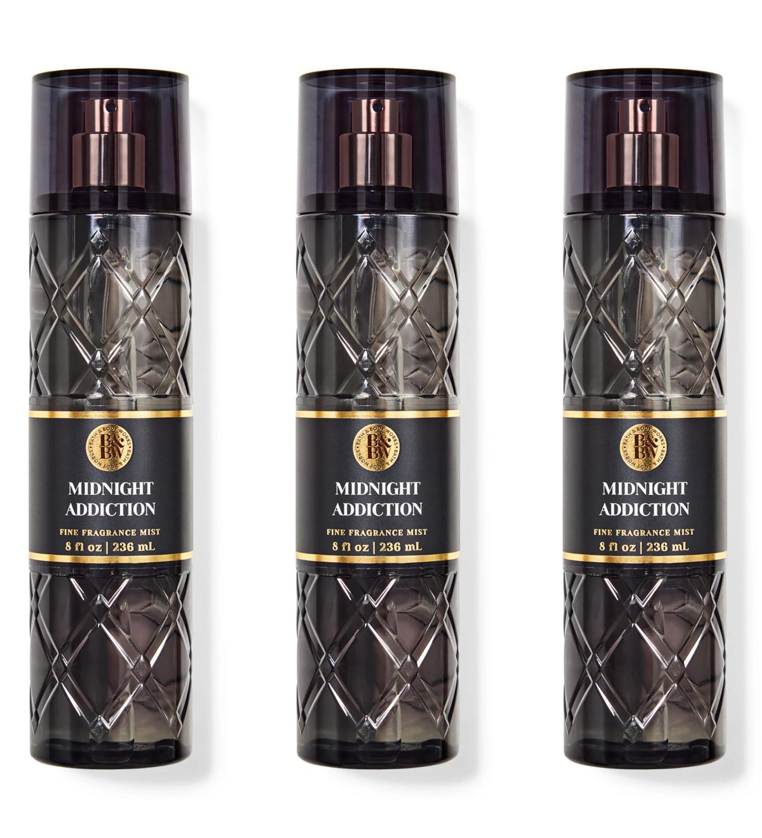 Midnight Addiction By Bath + Body Works - Full Size Fragrance Mist 3 pack - 8 FL OZ Each