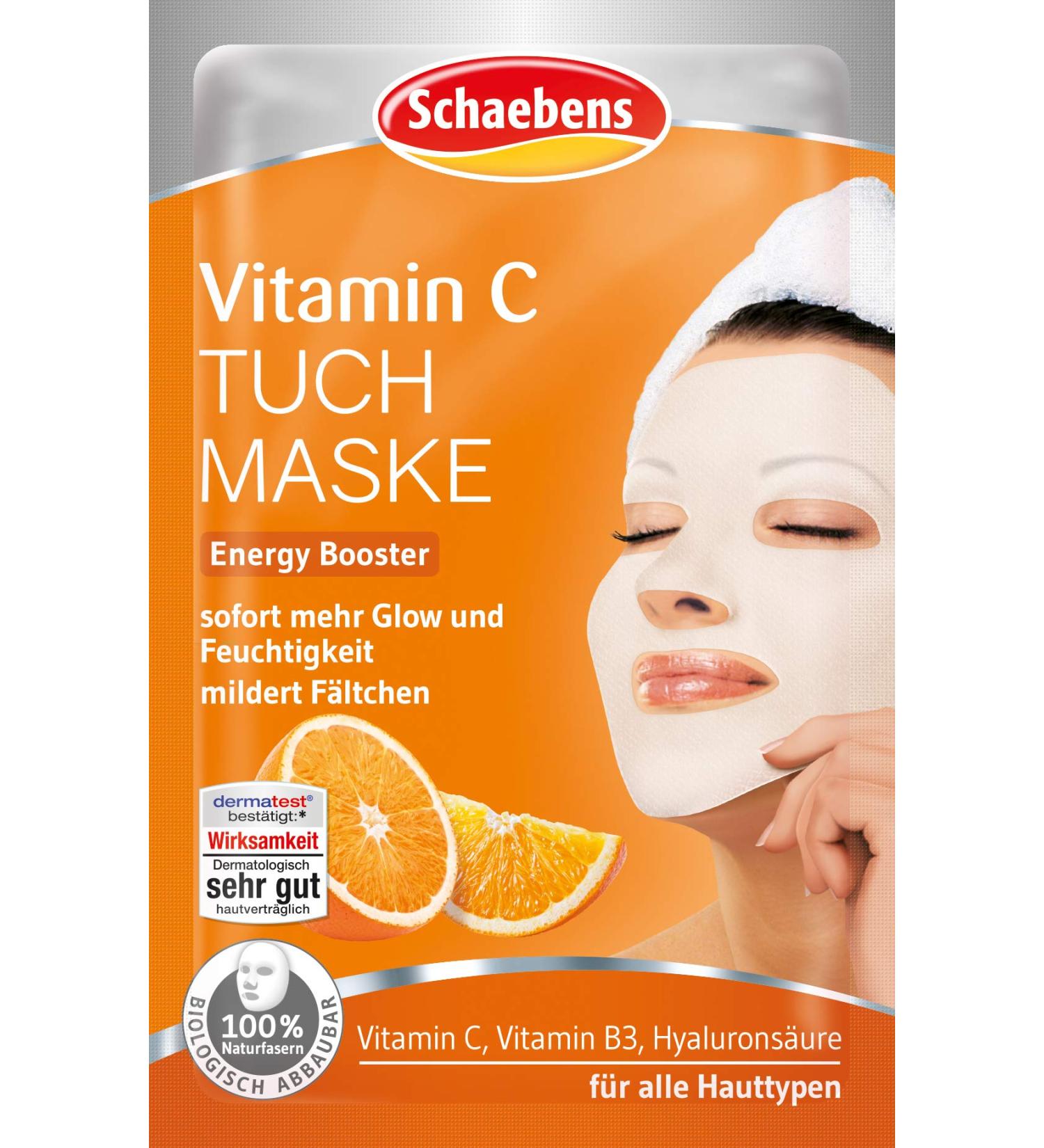 Schaebens Vitamin C Cloth Mask 21g - Hydrating Face Mask for Radiant Skin | International Shipping Available - Buy Online on GoSupps.com