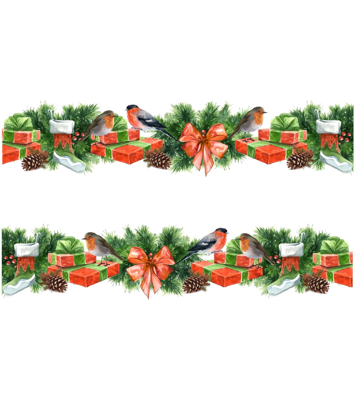 Orange Trading Dartmouth LTD A4 Edible Decor Icing Sheet Christmas Robins Border Edible Cake Topper Decoration