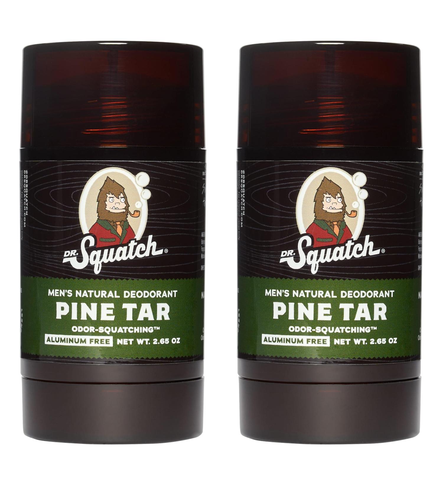 Dr. Squatch Natural Deodorant for Men - Pine Tar - Aluminum Free Squatching Deodorant (2.6 oz 2 Pack) - Buy Online on GoSupps.com