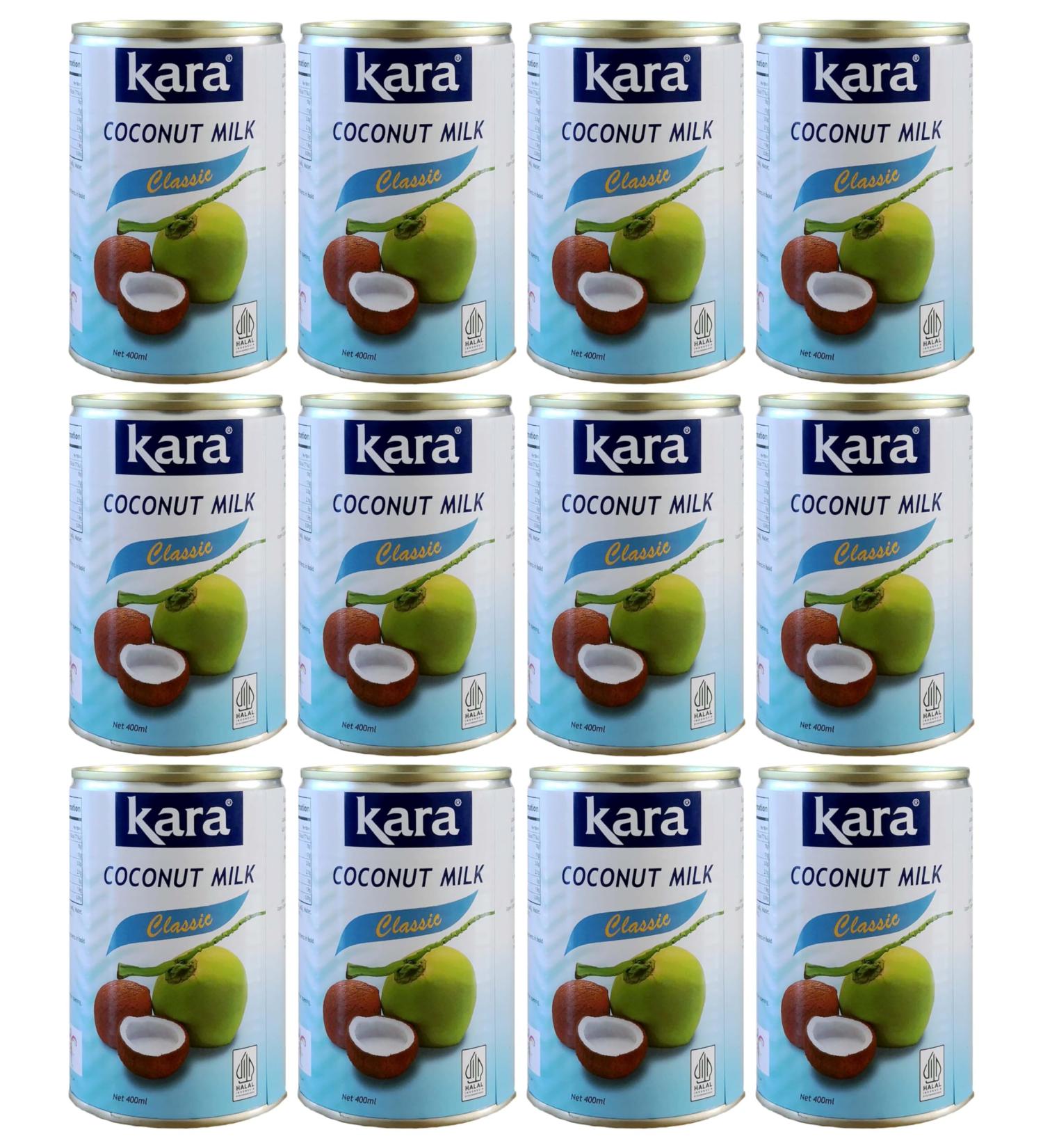 Kara Classic Coconut Milk Tinned 400ml (Pack of 12) - Rich & Creamy Dairy-Free Vegan-Friendly | Ideal for Cooking & Baking - Buy Online on GoSupps.com