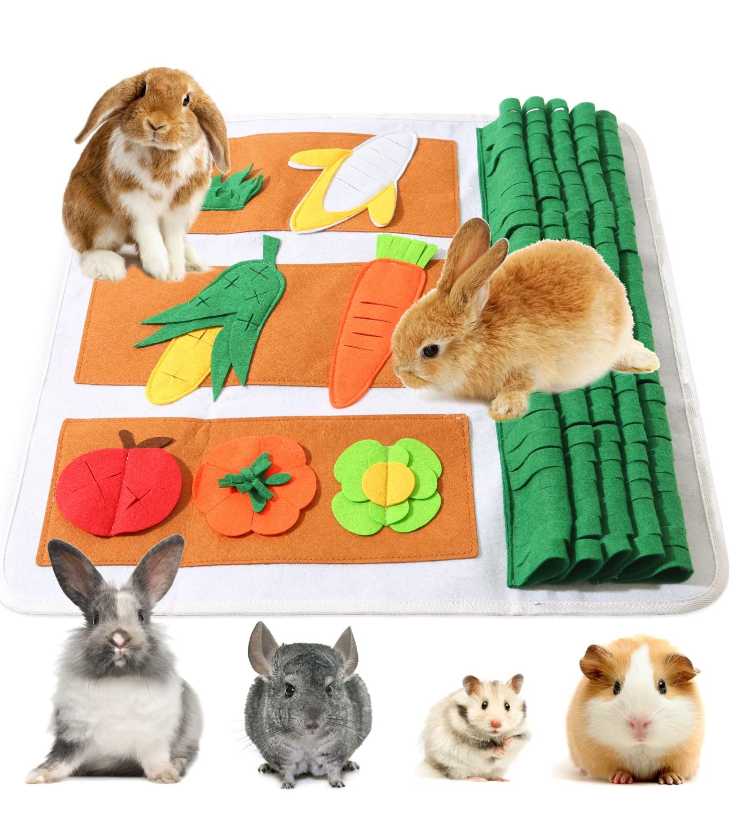 MACHINE WASHABLE Rabbit Foraging Mat 20x24'' - Interactive Snuffle Mat for Small Animals - Encourages Natural Foraging Skills - Ideal for Bunny, Guinea Pigs, Chinchillas, Dogs - Buy Online on GoSupps.com