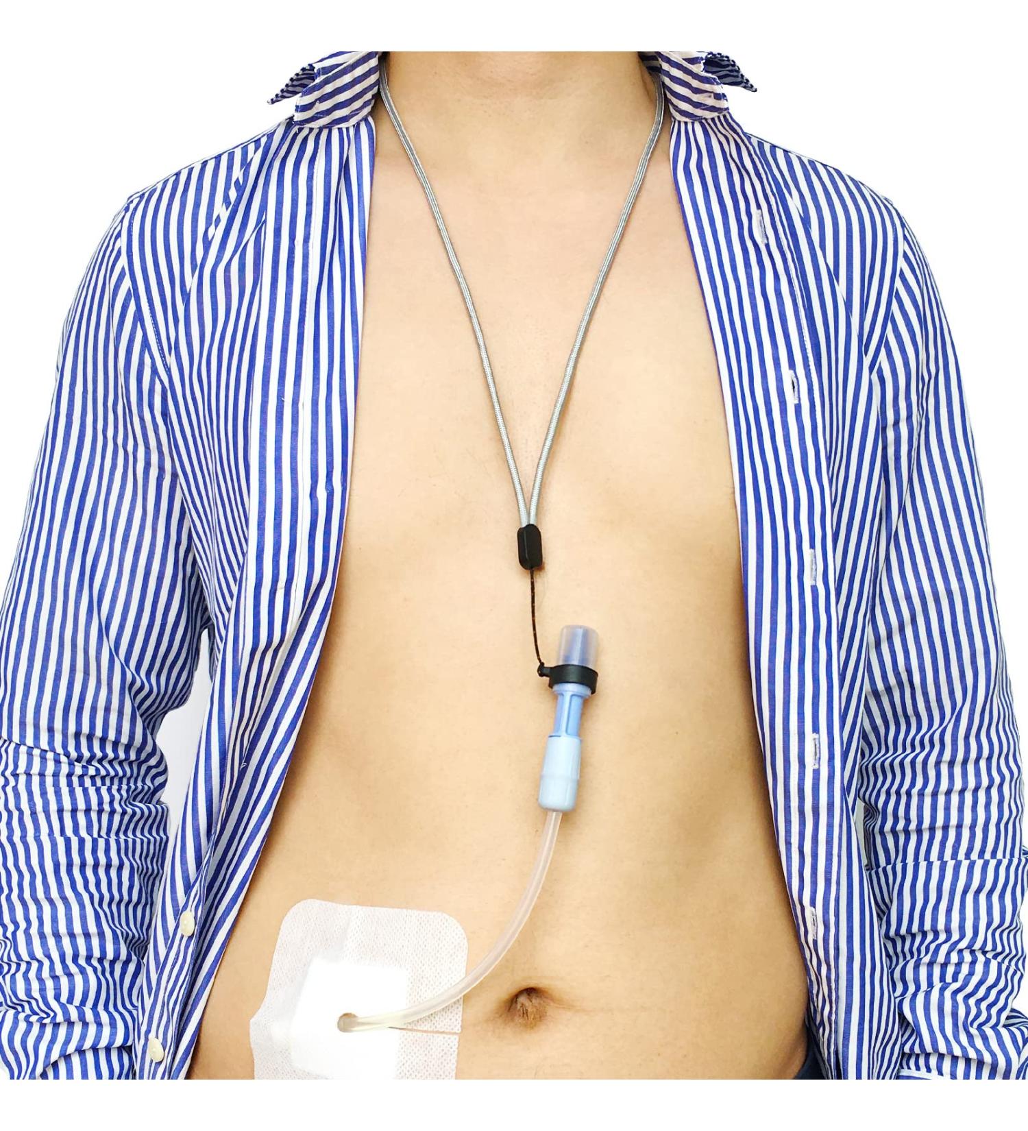 Dialysis Peritoneal Catheter Lanyard Set - Adjustable Length Necklace for Men and Women - Includes 2 Lanyards and 4 Silicone Rings - Gray - Buy Online on GoSupps.com