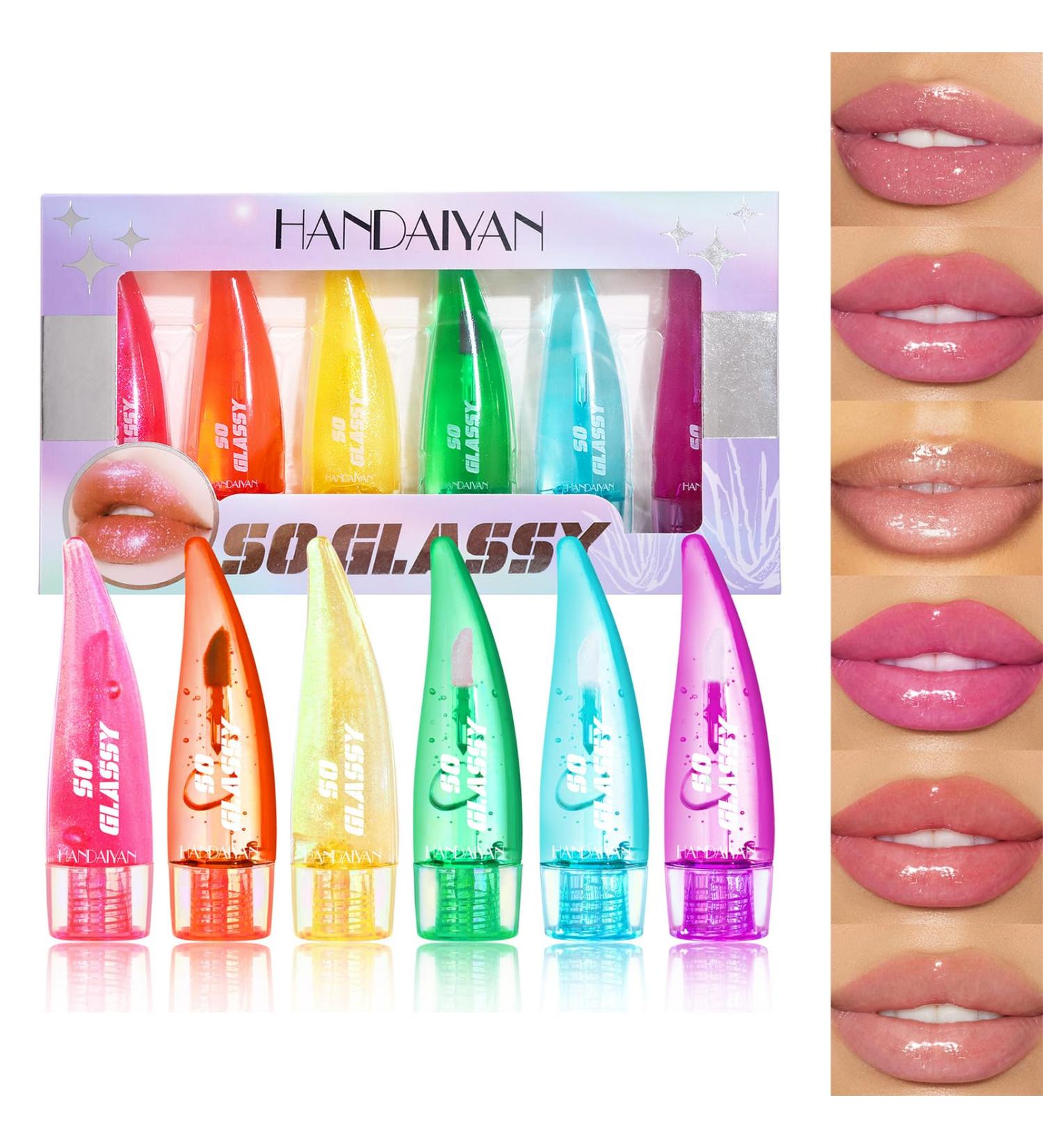 Aloe Vera Lip Oil Gloss Magic Colour Changing Lipgloss Long Lasting Glitter Lip Gloss Set Lips Moisturizer Aloe Vera Lip Stick for Women Girls (6pcs Lip Oil) - Buy Online on GoSupps.com
