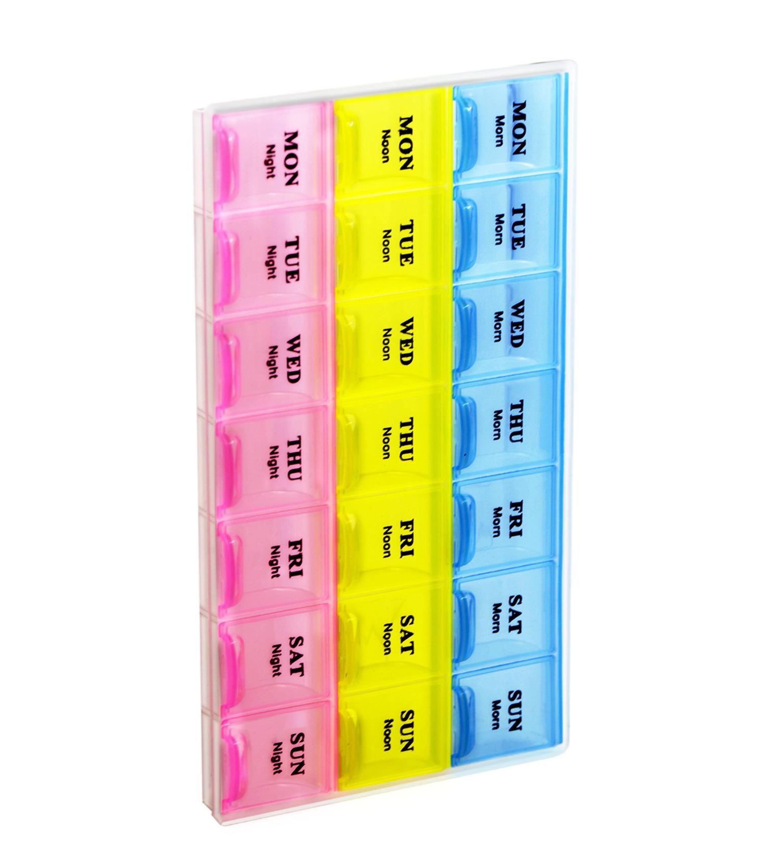 21 Compartments Pill Organizer Box - Weekly AM/PM Medicine Remainer for Pills & Vitamins | Inspirations - Buy Online on GoSupps.com