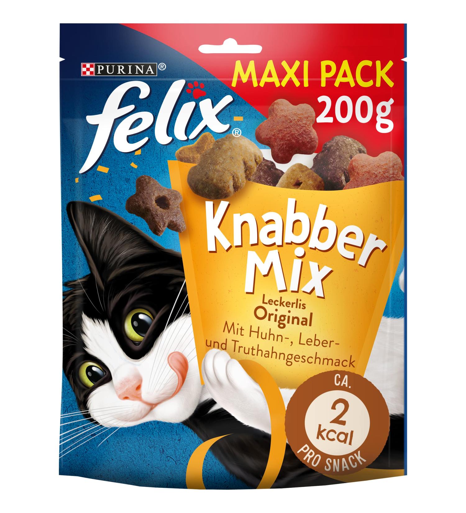 FELIX KnabberMix Original Cat Snack - Crunchy Treat with 3 Flavours (200g) | International Shipping - Buy Online on GoSupps.com