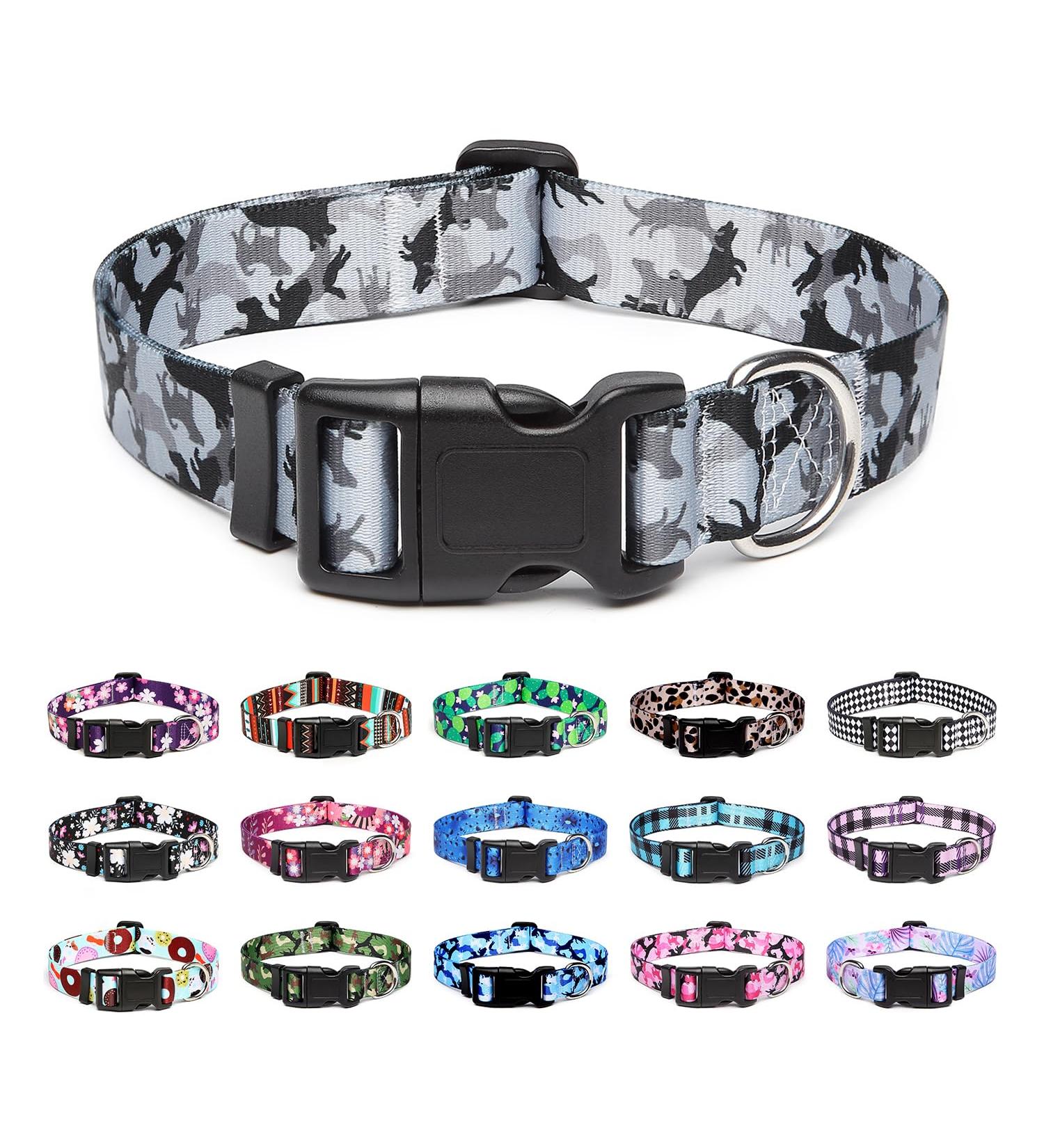 Adjustable Mercano Dog Collar - Soft Nylon Comfort & Patterned Design for Small to Medium Dogs | Camo Gray - Buy Online on GoSupps.com