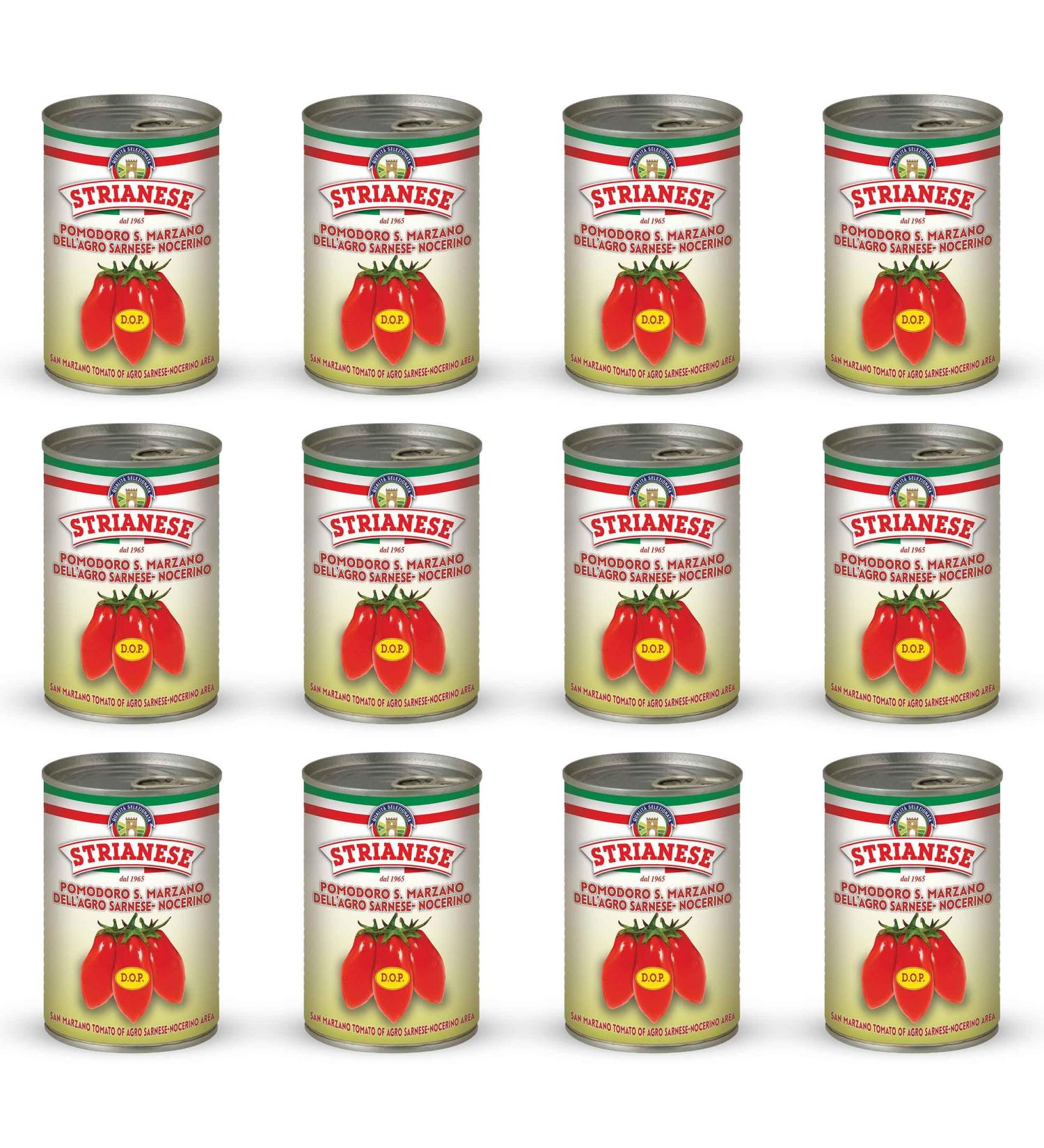 Buy Delicret 12x 400g Strianese San Marzano Tomatoes DOP | Whole Peeled Pizza Tomatoes & Authentic Neapolitan Pizza Recipes - International Shipping Available - Buy Online on GoSupps.com