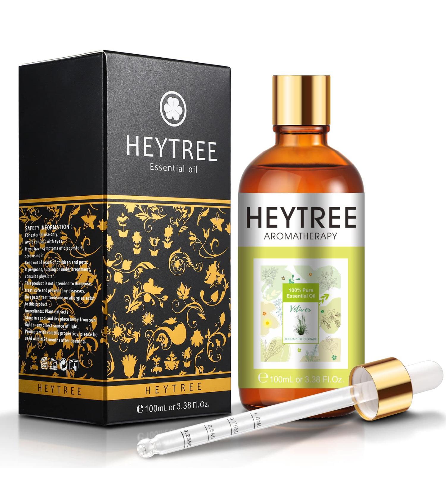 HEYTREE Vetiver Essential Oil 100ml - 100% Pure Therapeutic Grade for Diffuser (Pack of 1) - Buy Online on GoSupps.com