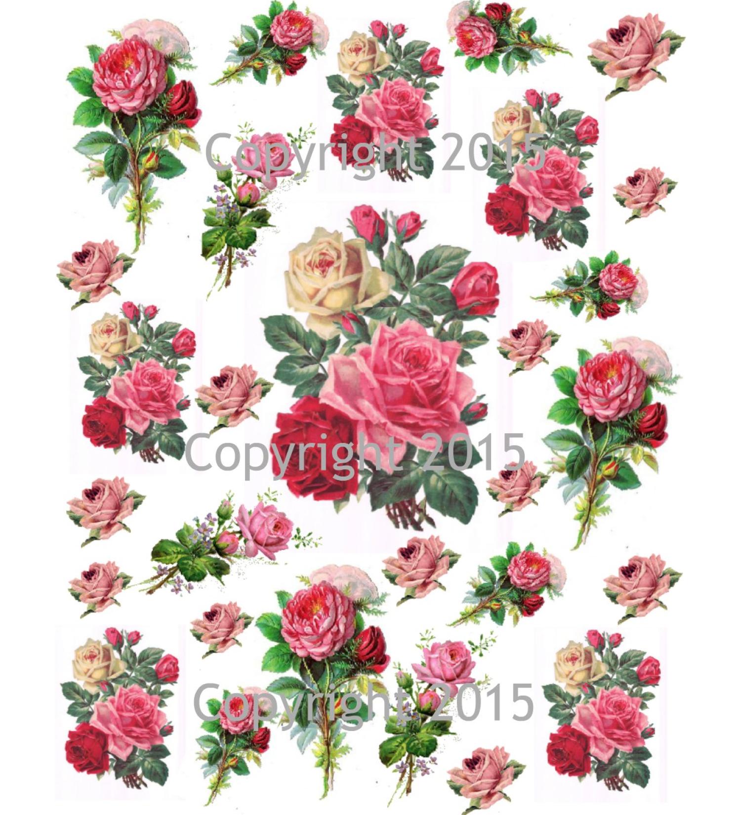 Victorian Pink Roses Collage Sheet Printed Collage Sheet, Weddings, Decoupage, Scrapbook, Altered Art, Victorian Scrap