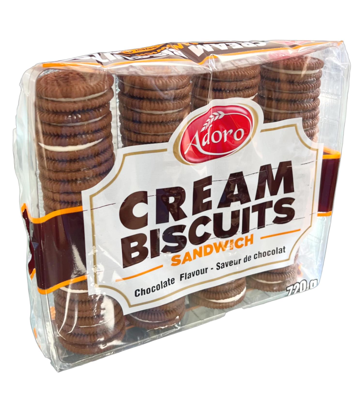 Chocolate Sandwich Cookies Bulk Snacks 720g Rich and Creamy Cream Biscuits | Premium Quality Grocery Food | Ideal School Snacks for Kids | Indulge in the Taste of Adoro Groceries - Buy Online on GoSupps.com