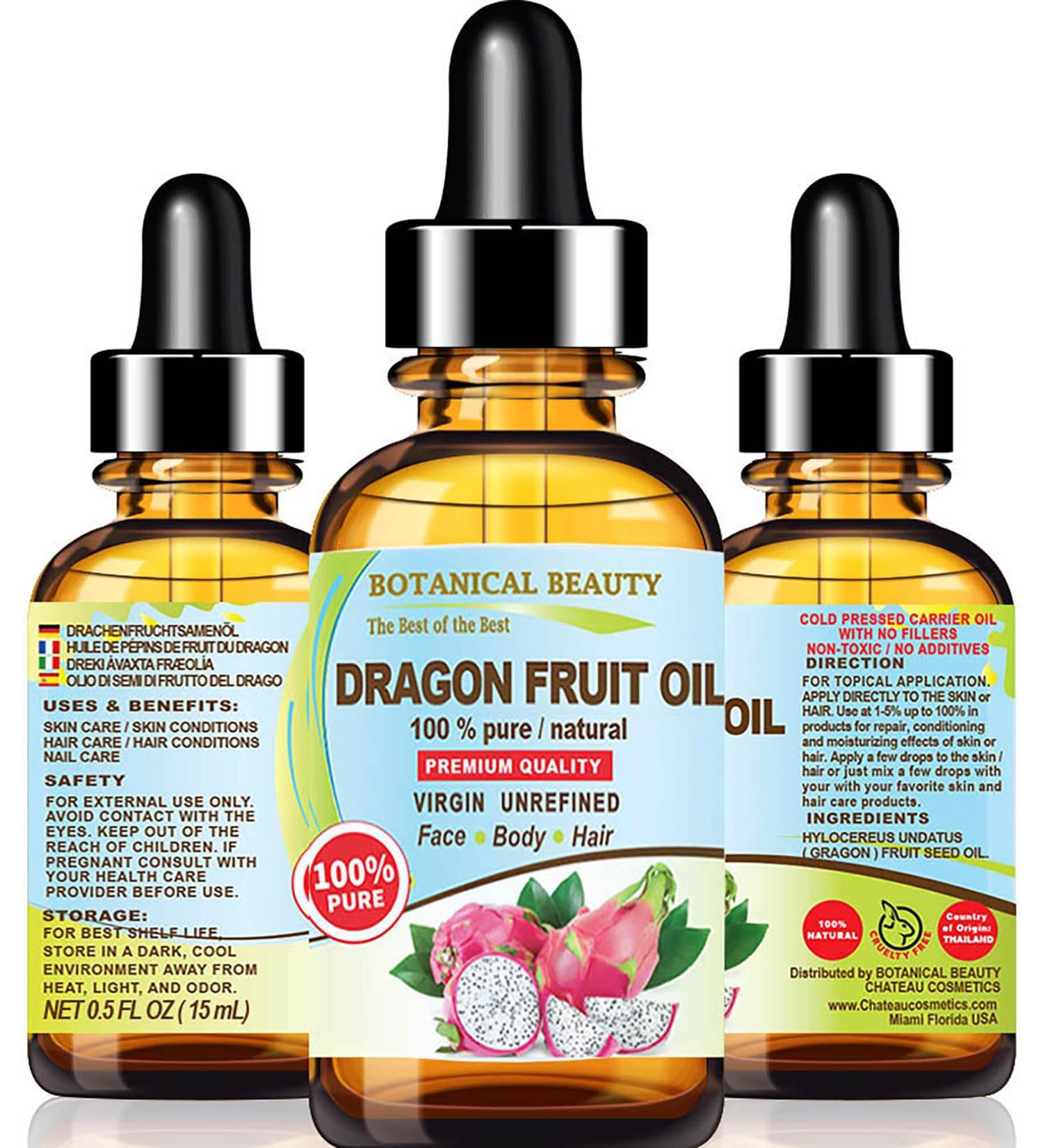 Buy 100% Pure Dragon Fruit Seed Oil - Natural Virgin Unrefined Cold-Pressed Carrier Oil for Face Skin Hair & Nails | 15ml by Botanical Beauty - Buy Online on GoSupps.com
