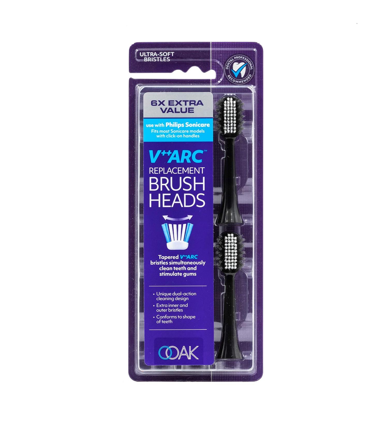 6-Pack Ooak V++Arc Replacement Brush Heads for Philips Sonicare - Black - Buy Online on GoSupps.com