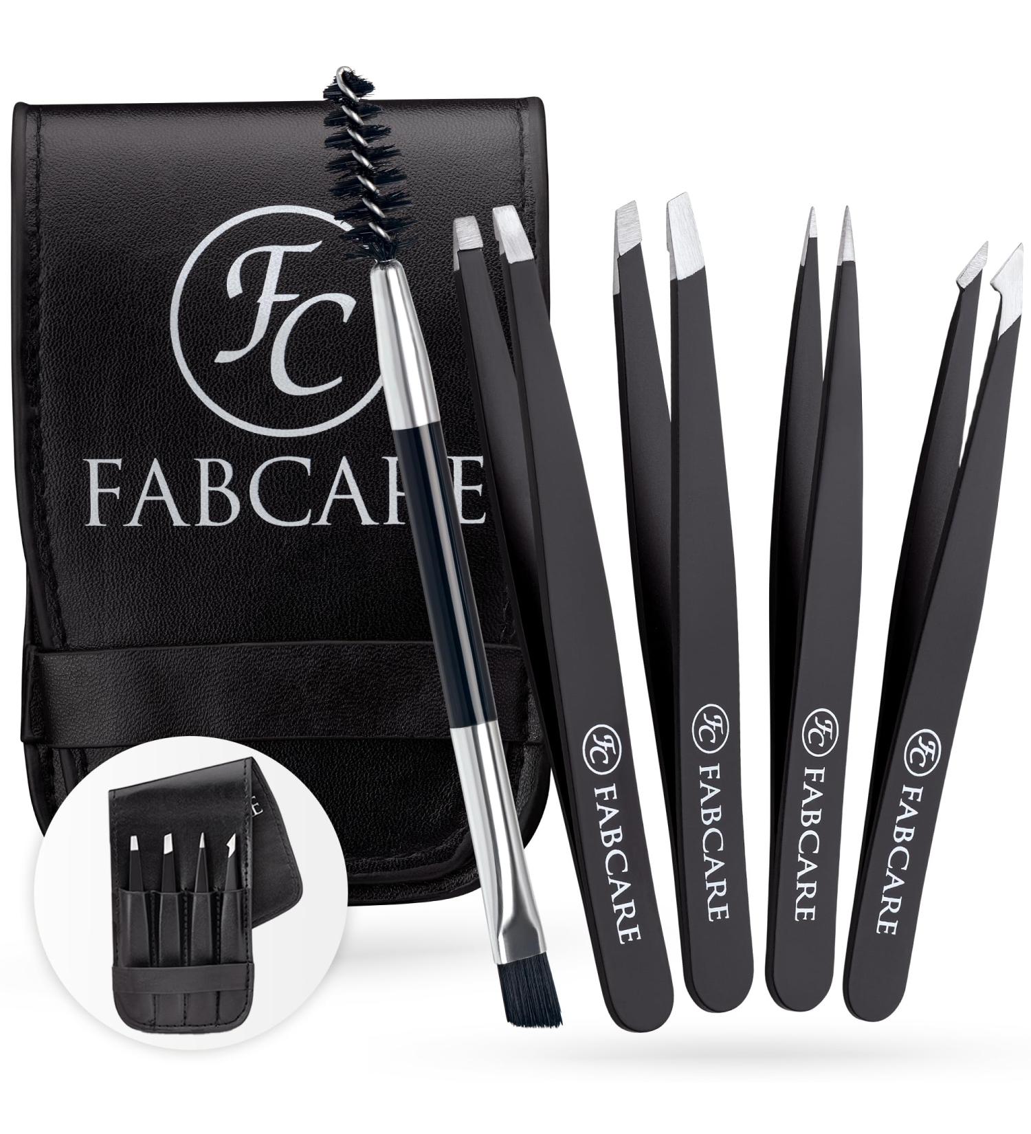 Professional Eyebrow Tweezers with Case - Anti-Slide Coating & Improved Grip - Plucking Fabcare for Perfectly Shaped Brows - Buy Online on GoSupps.com