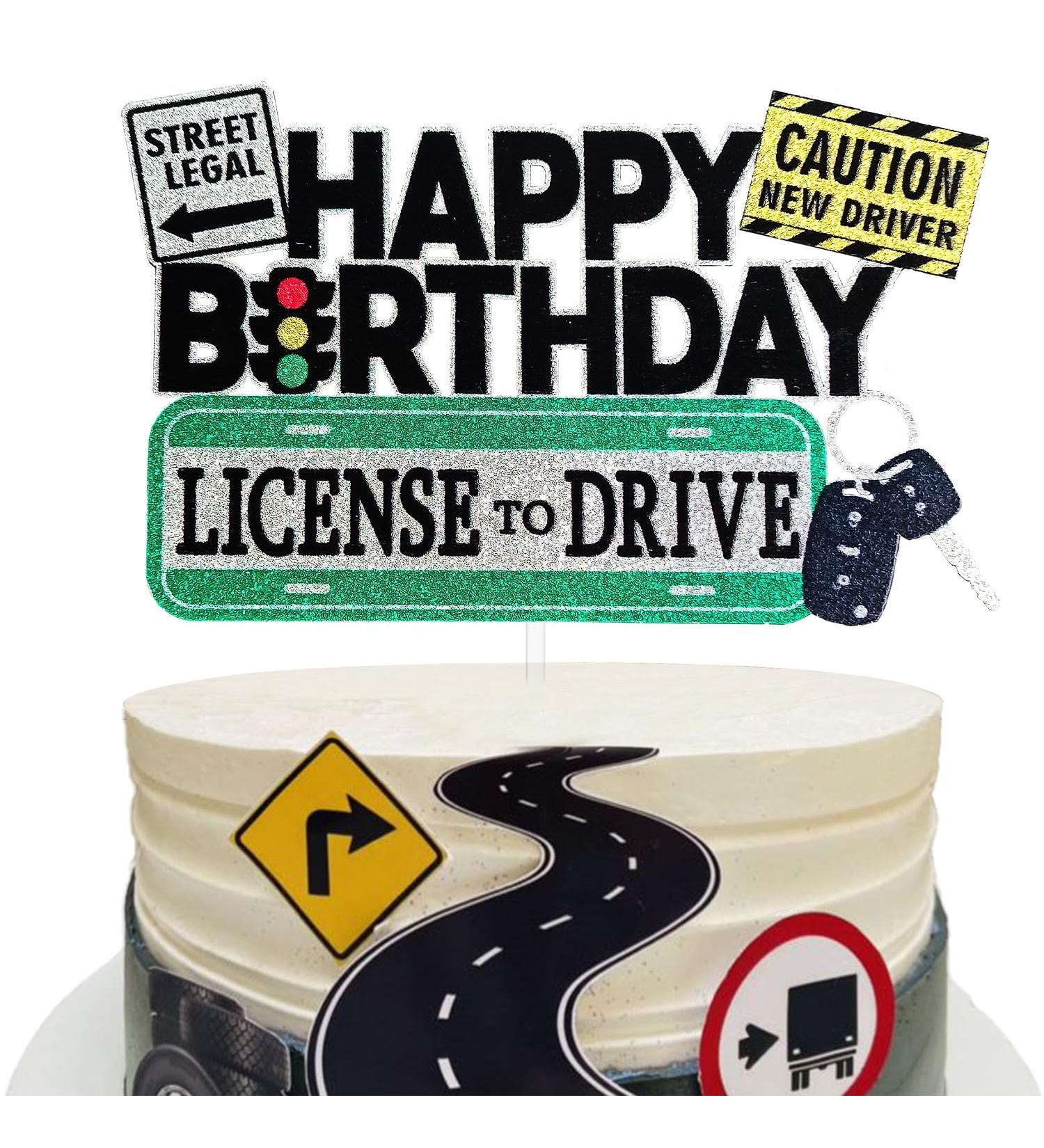 Driver License Birthday Cake Topper New Driver Birthday Cake Decor Car Road Signs Theme Party Supplies 16th 17th Learner Driver Birthday Cake Topper - Buy Online on GoSupps.com