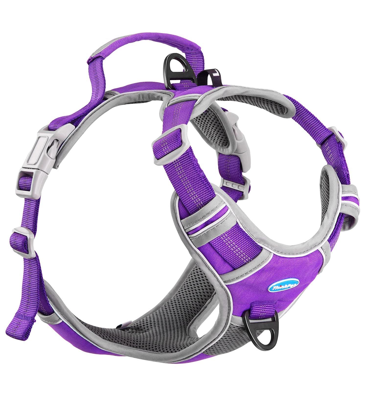Thinkpet Anti Zug Dog Harness - Adjustable Reflective Breathable XL (Purple) | Easy Control with Handle No Choking Design - 1 Pack - Buy Online on GoSupps.com