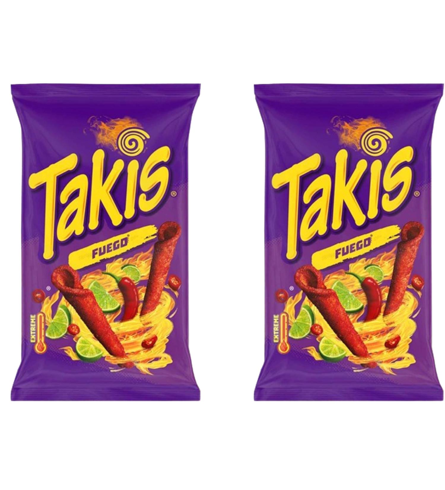 2x Takis Fuego 100g each Hot Chilli Pepper & Lime Tortilla Chips