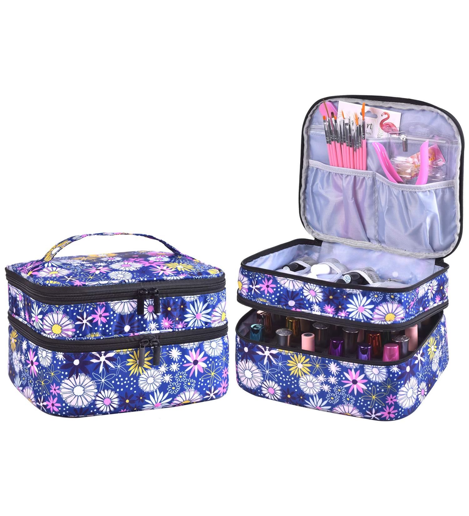 ZFZGFRCS Nail Polish Organizer - Double-layer Storage Bag for 30 Bottles, Flower Design, Portable Carrying Case with Handle - Buy Online on GoSupps.com