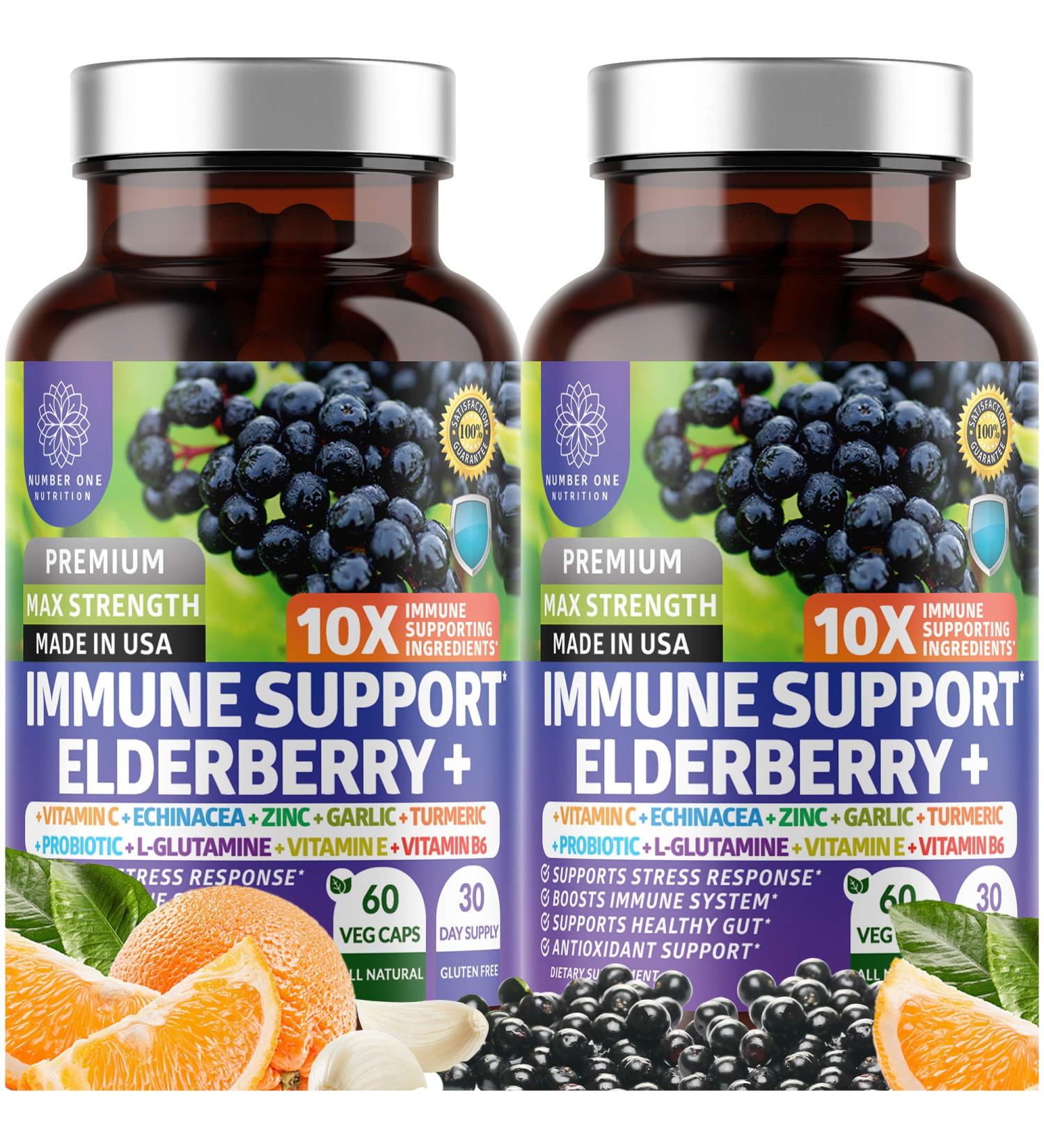 2 Pack N1N Premium 10-in-1 Immune Support Supplement - Elderberry, Vitamin C, Zinc, Echinacea, Turmeric, Garlic - 120 Veg Caps - Buy Online on GoSupps.com