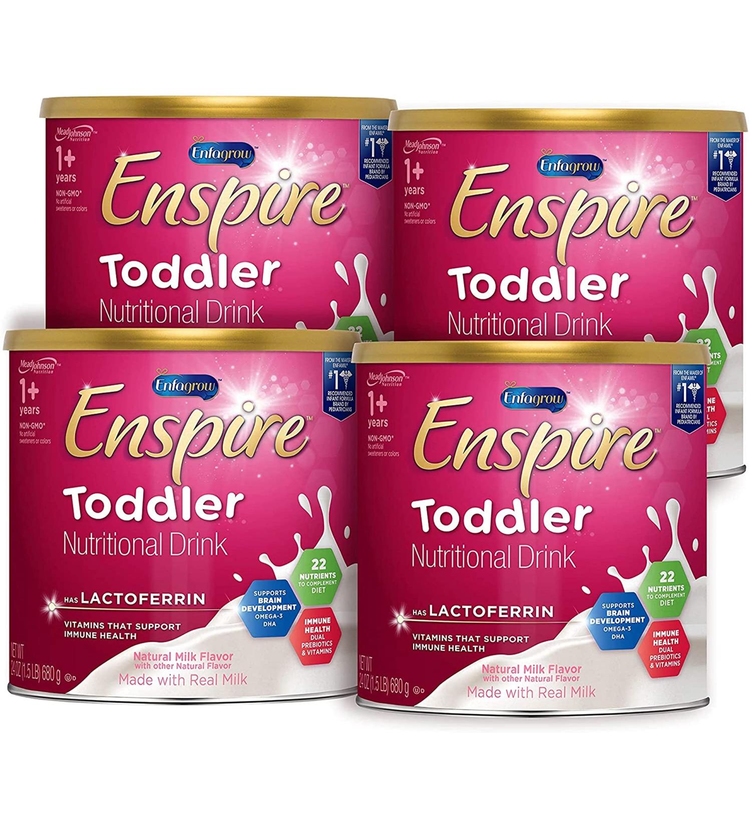 Enfagrow Enspire Toddler Nutritional Drink | Brain & Immune Support | Non-GMO | 24 oz Powder Tub (Pack of 4) - Buy Online on GoSupps.com