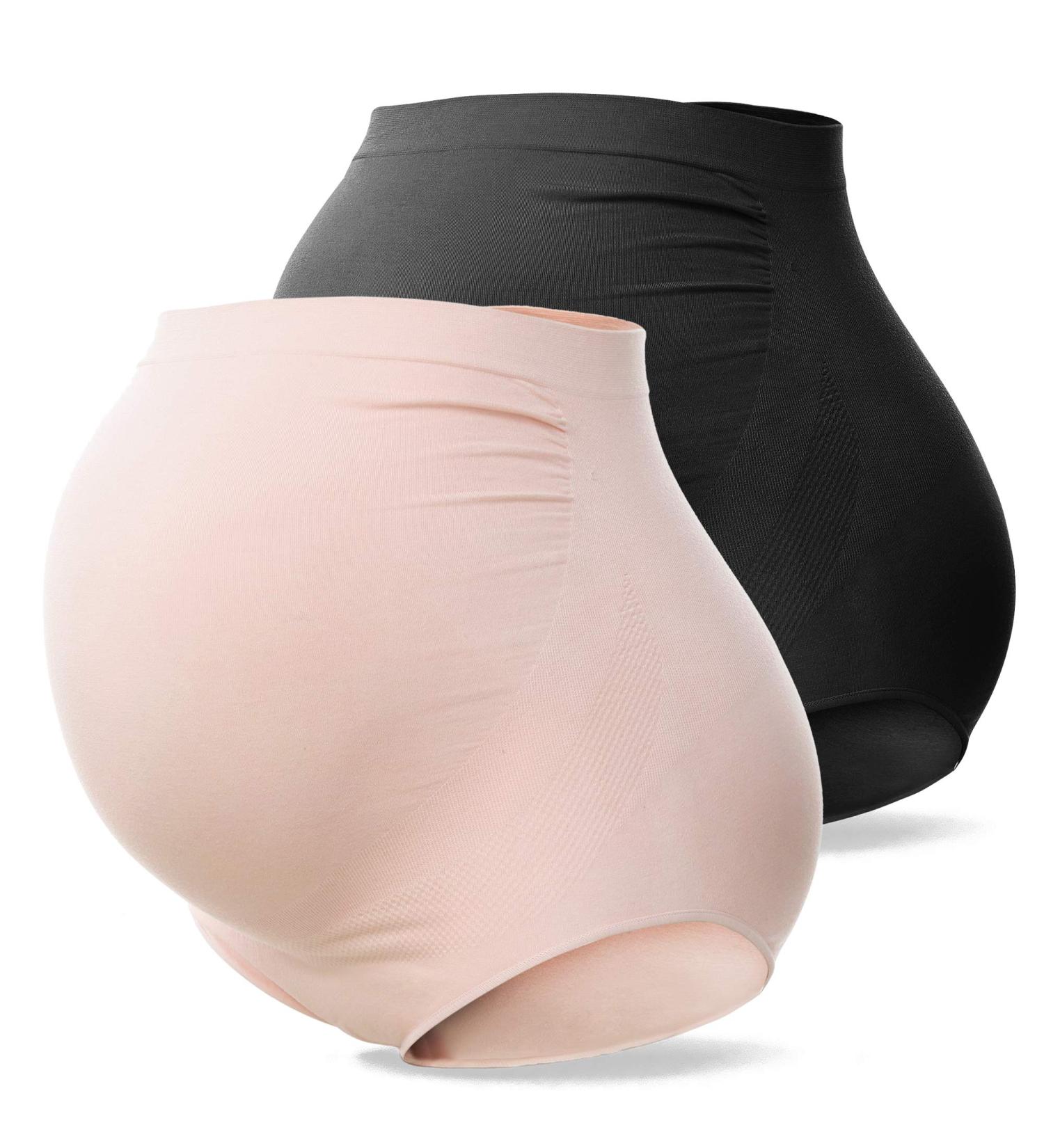 SUNNYBUY Women's Maternity High Waist Seamless Hipster Panties XL - 2 Pack (Black/Skin) - Buy Online on GoSupps.com