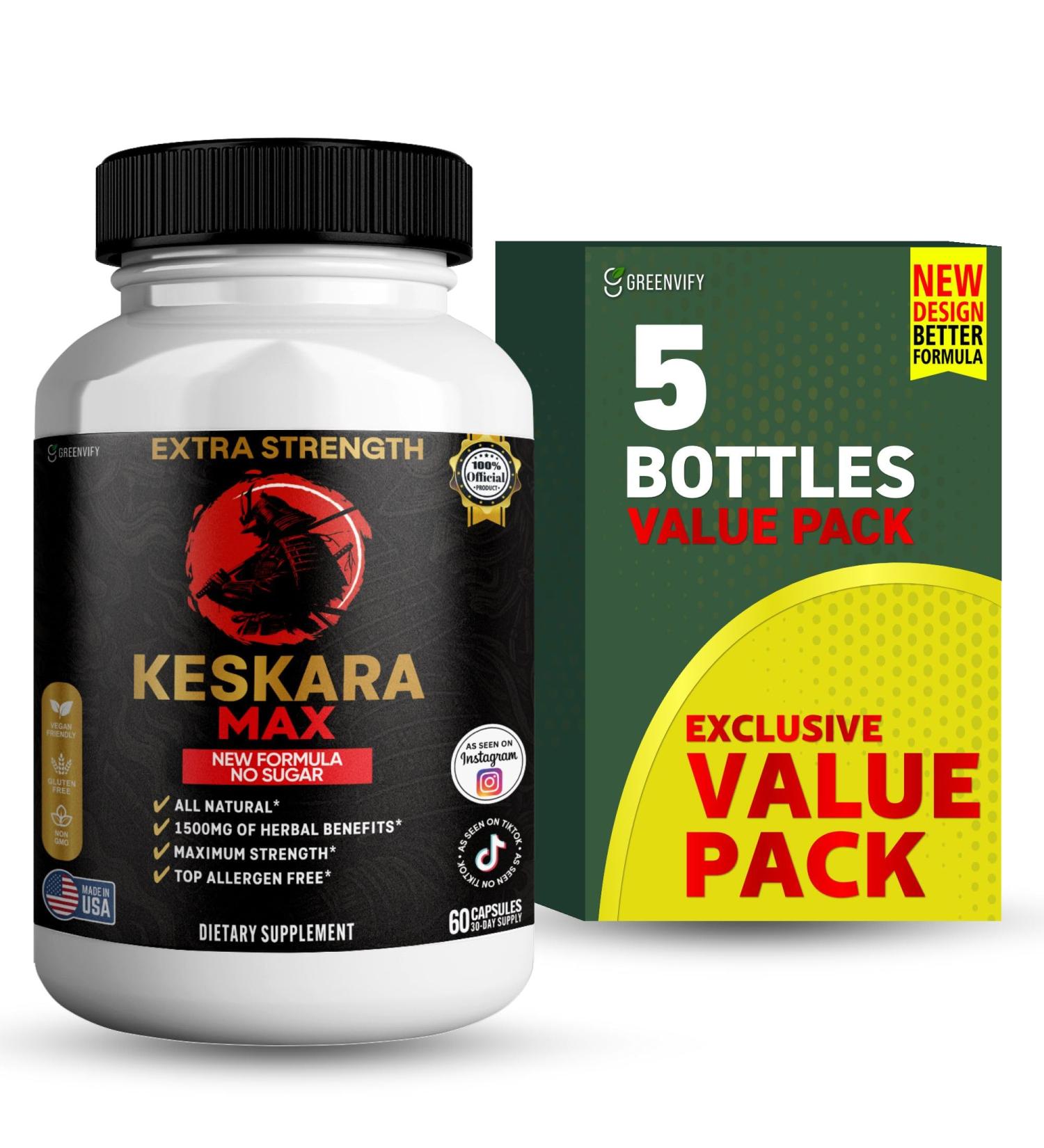 Keskara Max Extra Strength Maca Root Complex 1500mg Herbal Supplement 60 Capsules Sugar-Free Vegan Gluten-Free (5) - Buy Online on GoSupps.com