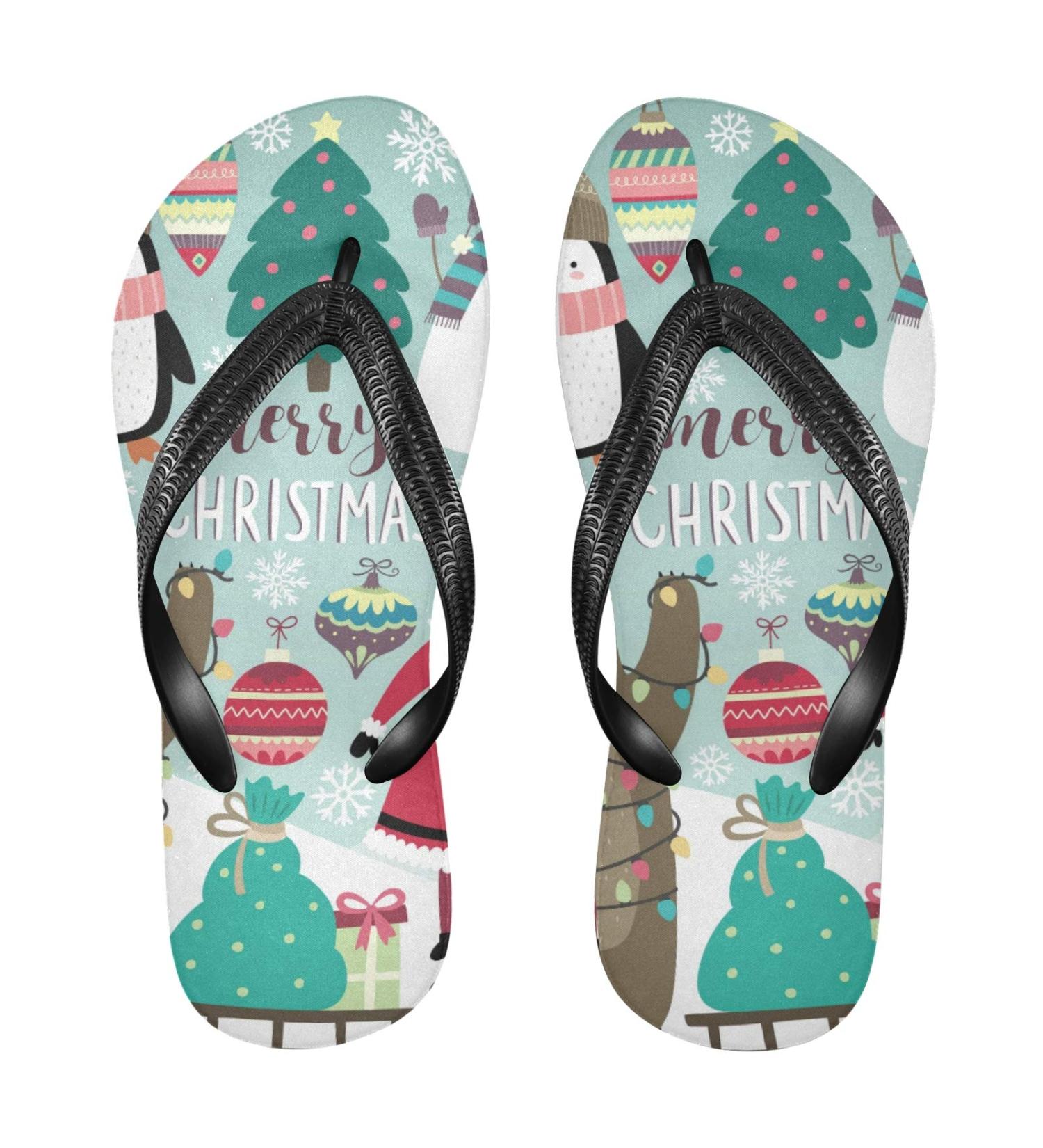 Shop Mnsruu Santa Claus Flip-Flops - Holiday Flip Sandals & Slippers for Men & Women | Perfect for Home Spa & Travel - Buy Online on GoSupps.com