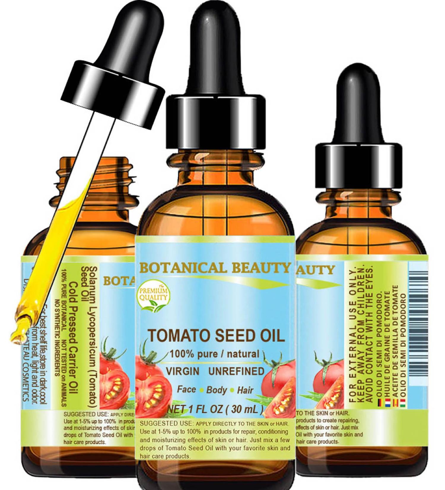 100% Pure Tomato Seed Oil - Natural Virgin Unrefined Cold-Pressed Carrier Oil for Face Skin Hair | Rich in Vitamin E & Lycopene - 1 Fl Oz by Botanical Beauty - Buy Online on GoSupps.com