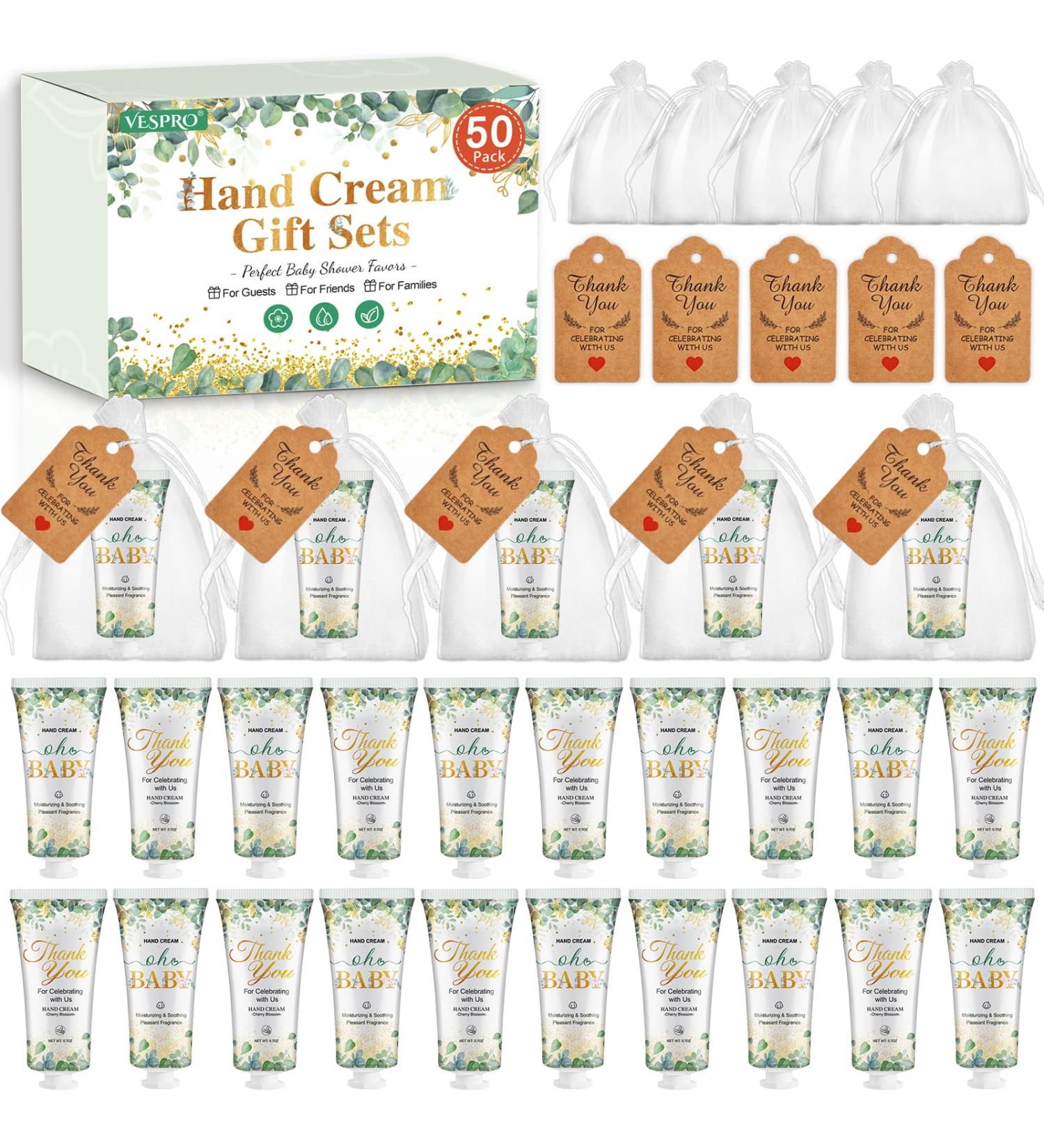 50 Sets Baby Shower Hand Cream Bulk Gifts | Bridal Shower & Baby Shower Favors with Thank You Cards & Organza Bags | Perfect Thank You Gifts for Women & Coworkers - Buy Online on GoSupps.com