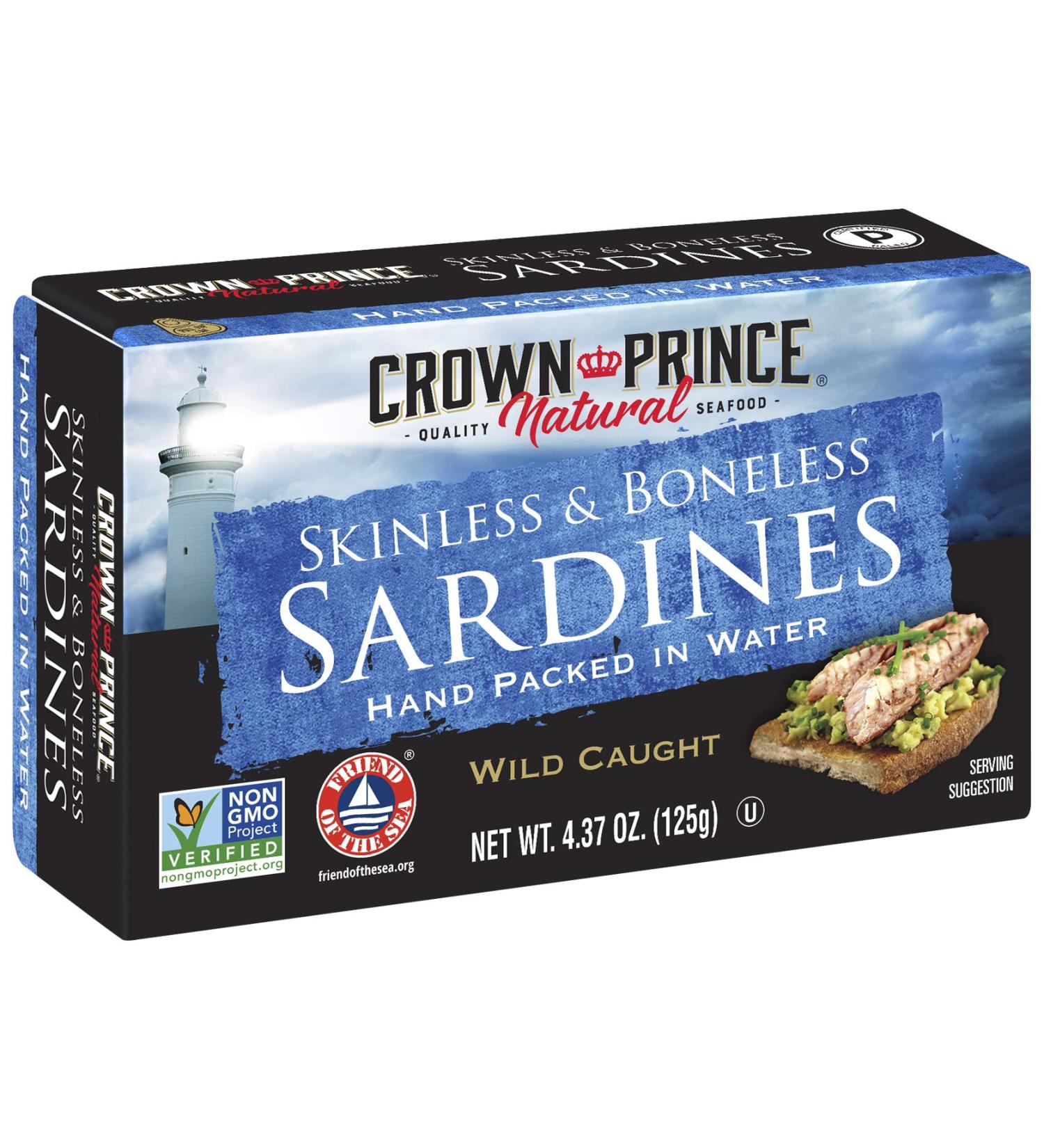 Crown Prince Skinless & Boneless Sardines in Water - 4.37 oz (125 g) | Premium Seafood - Buy Online on GoSupps.com