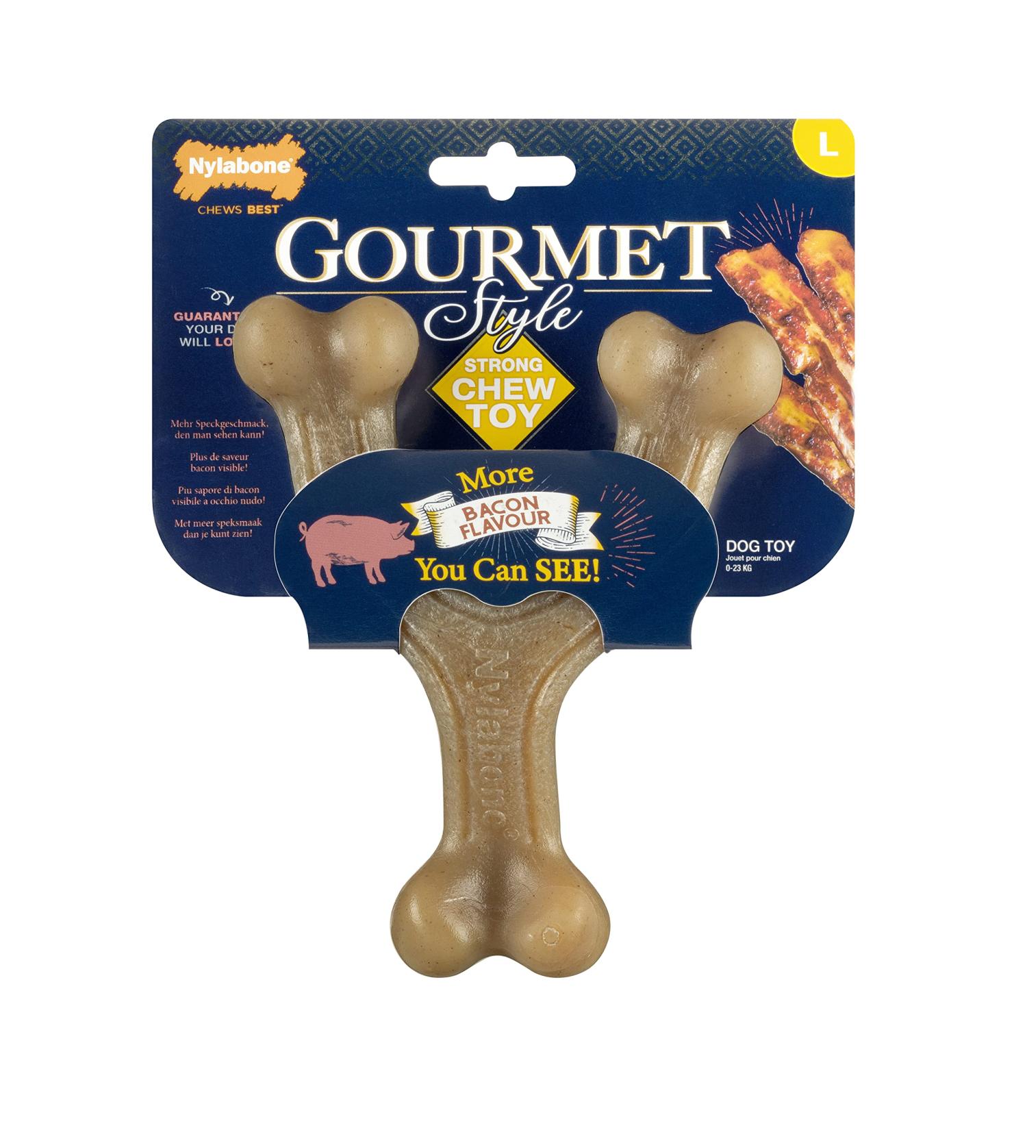 Nylabone Maximum strength Robust extreme gourmet wishbone dog play stuff with additional bacon taste in the entire bone large for dogs 0-23kg bacon taste large