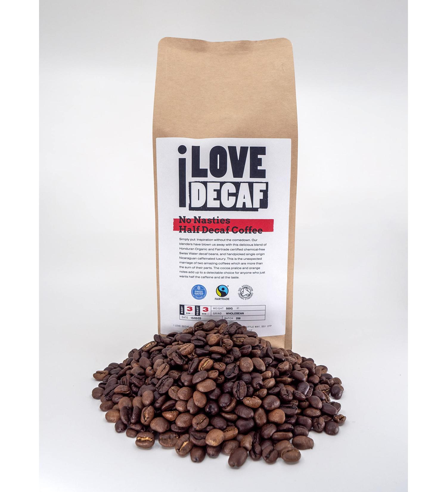 Swiss Water Half Decaf Coffee Beans 500g - Low Caffeine, No Nasties, Premium Quality - Buy Online on GoSupps.com