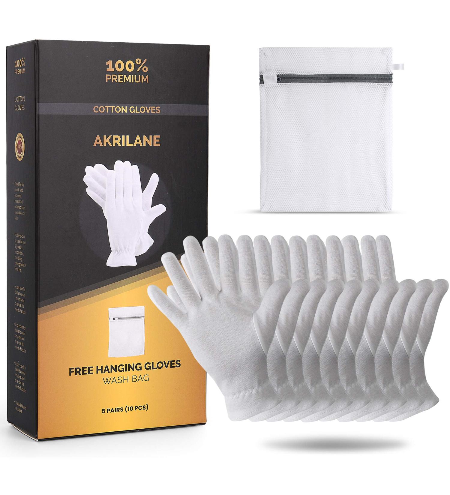 Cotton Moisturizing Gloves for Dry Hands - Eczema Treatment & Skin Spa Therapy, Premium Quality (5 Pairs) - Buy Online on GoSupps.com