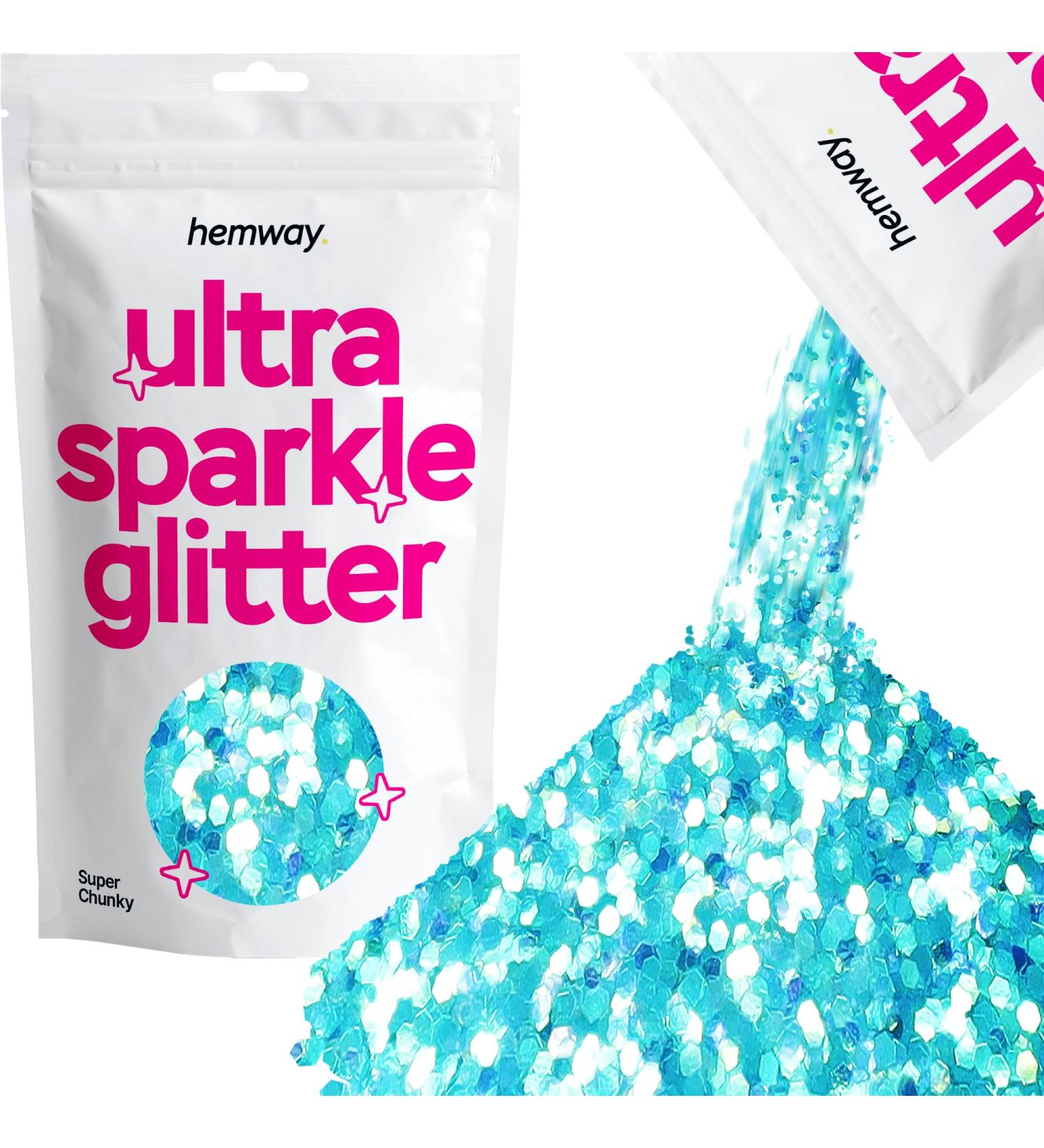 Hemway Baby Blue Ultra Sparkle Glitter - 100g Iridescent Super Chunky Flake for Arts Crafts Nails and Cosmetics - Buy Online on GoSupps.com
