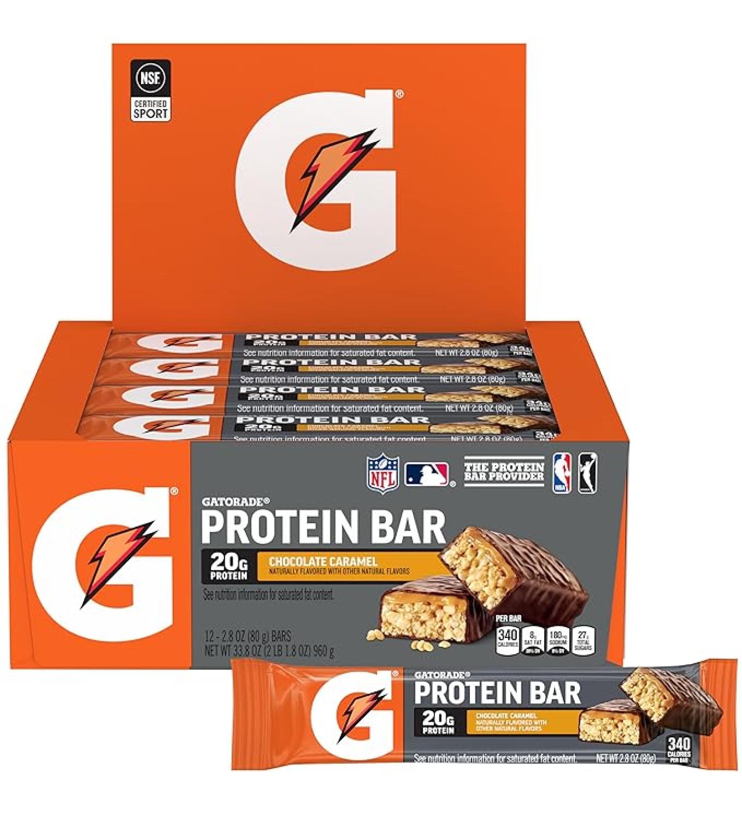 Buy Gatorade Whey Protein Bars - Chocolate Caramel, 12 Count | High Protein Snack - Buy Online on GoSupps.com