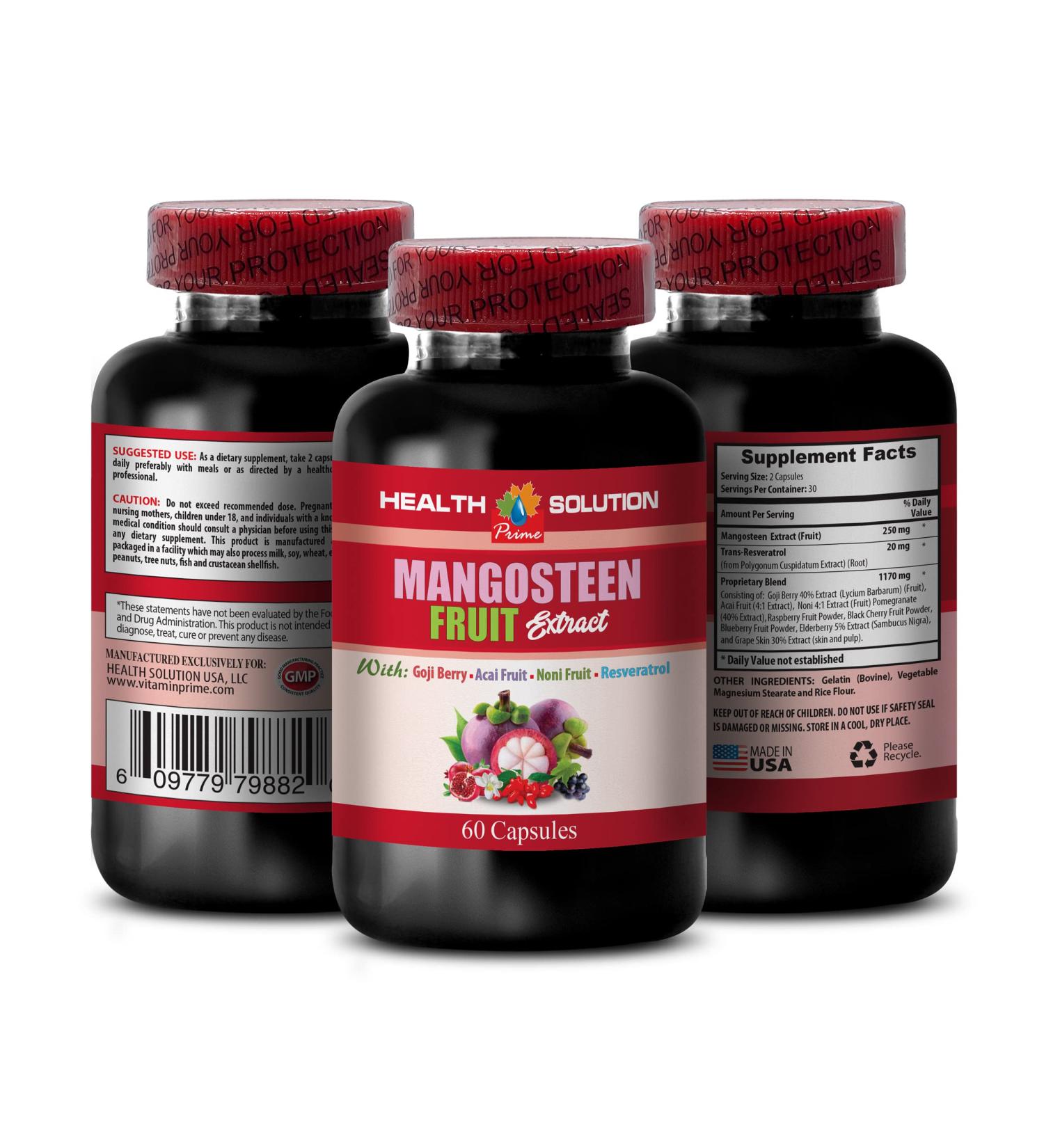 Premium Mangosteen Fruit Extract Capsules - Superfruit Blend for Energy & Wellness - Antioxidant-Rich Formula - 60 Capsules - Buy Online on GoSupps.com