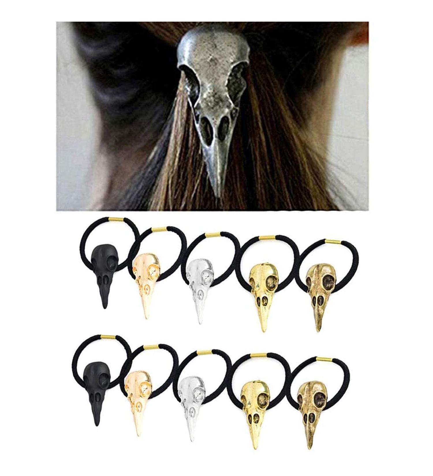 Carykon 10PCS Alloy Crow Skull Hair Bands - Colorful Elastic Ponytail Holders for Women - Buy Online on GoSupps.com