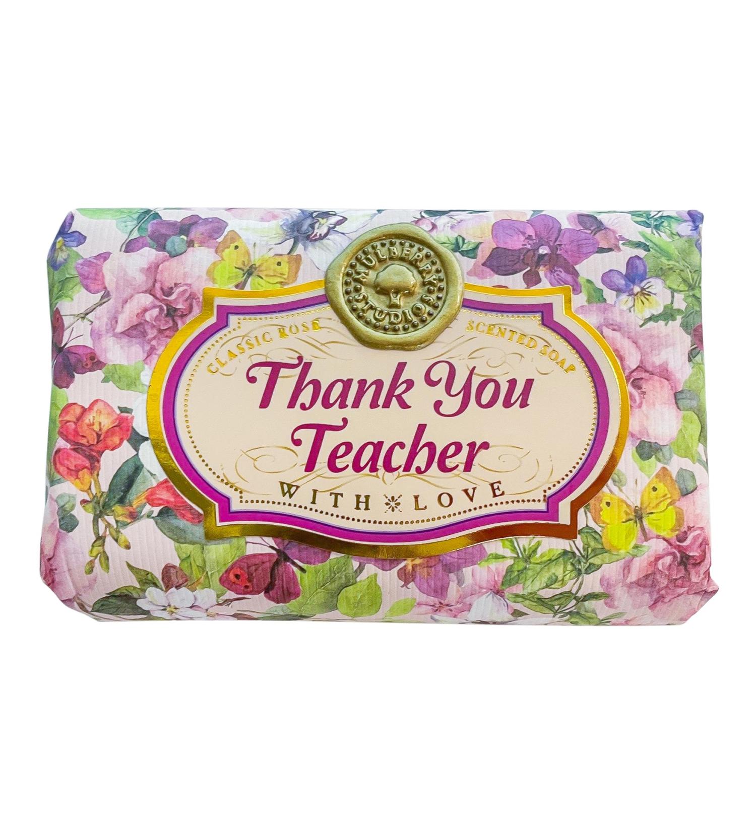 Thank you Teacher - Gift Soap Bar For Her Birthday Rose Scent Mum Grandmother Cleanser Lather Present Girl