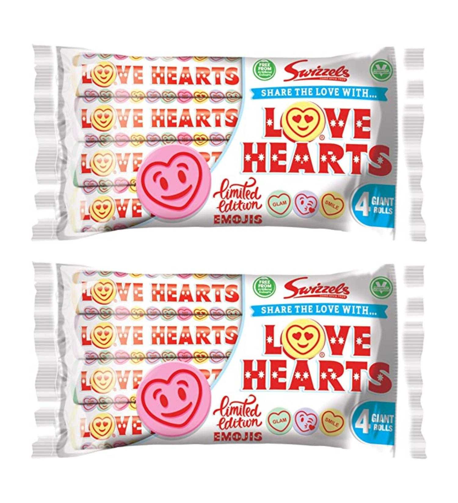 2x Swizzels Giant Love Heart Sweets 4 Rolls | Swizzels Sweets | Sweets For Kids Adults Men Women | Thank You Gifts | Limited Edition Emojis - Buy Online on GoSupps.com