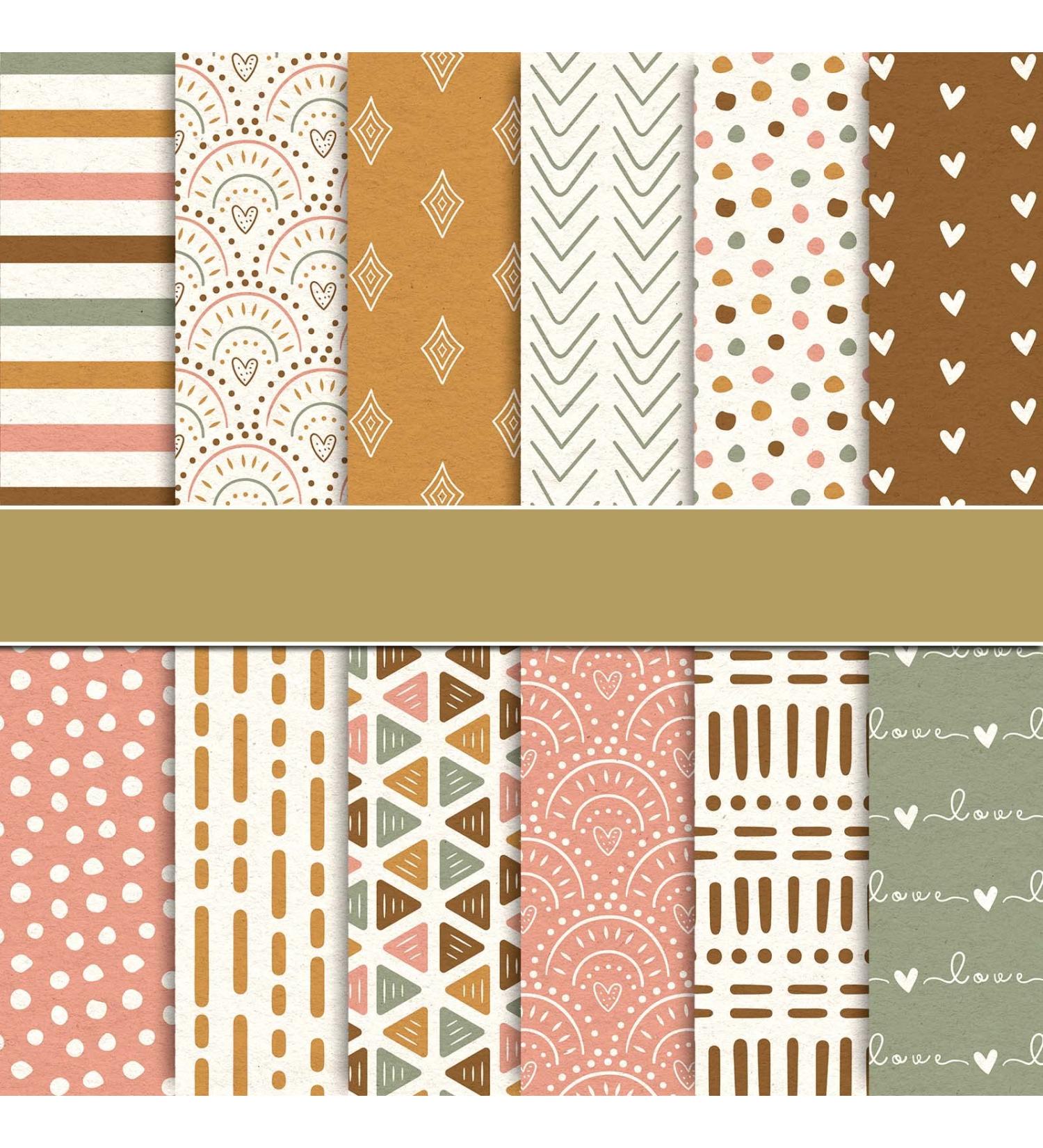 Whaline 24 Pack Boho Pattern Scrapbook Paper - Double-Sided 30x30cm Decorative Craft Paper for DIY Card Making and Scrapbooking - Valentine's Day Collection - Buy Online on GoSupps.com