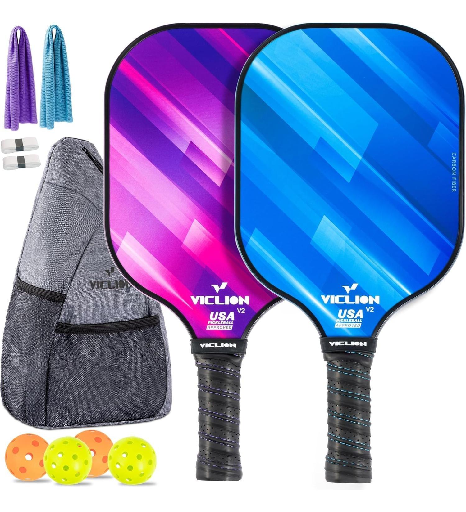 Pickleball Paddles, USAPA Approved Carbon Fiber Pickleball Paddles Set of 2 Includes 4 Pickleballs & 1 Bag, Lightweight Pickle Ball Rackets 2 Pack for Beginners - Buy Online on GoSupps.com