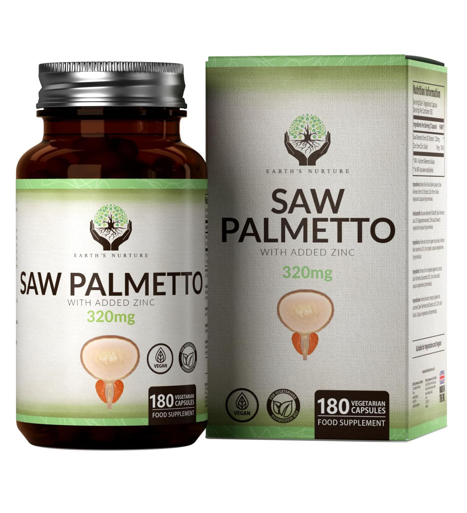 High-Dose Saw Palmetto Capsules - 180 Count | 320mg 20:1 Extract with Zinc | Gluten & Allergen-Free | Made in GB - Buy Online on GoSupps.com