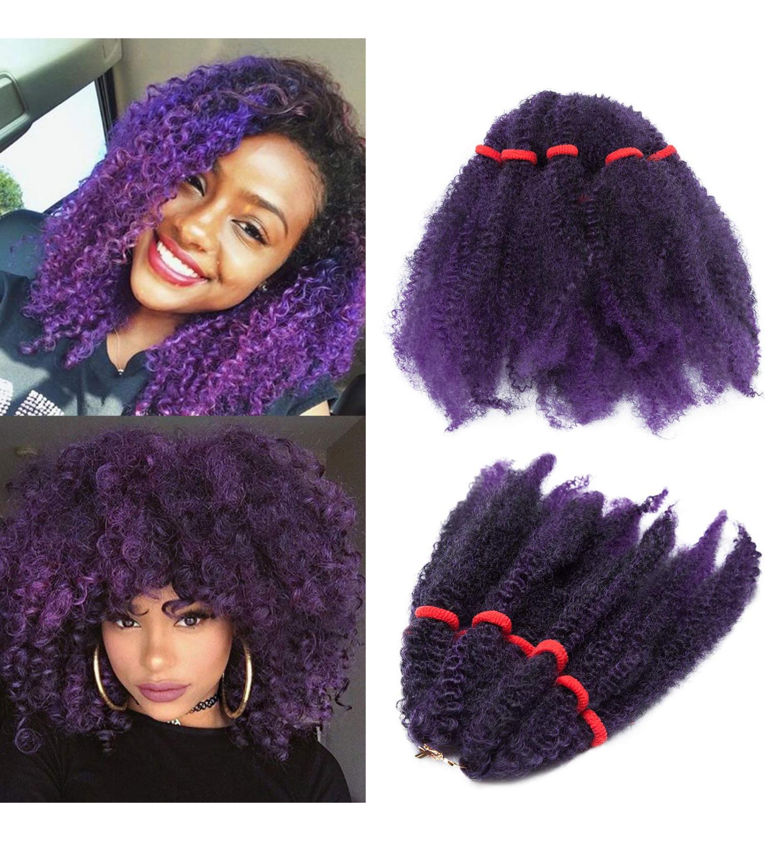 SEGO 11 Afro Crochet Braids Kinky Curly Hair Bulk Extensions in Black & Purple for Stunning Hairstyles | International Shipping Available - Buy Online on GoSupps.com