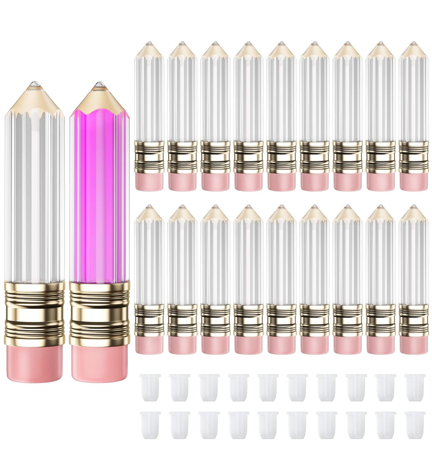 RONRONS 20 Pack 5ml Mini Pencil Lip Gloss Containers with Brush Tip - Refillable and Clear Makeup Bottles for DIY Cosmetics - Buy Online on GoSupps.com
